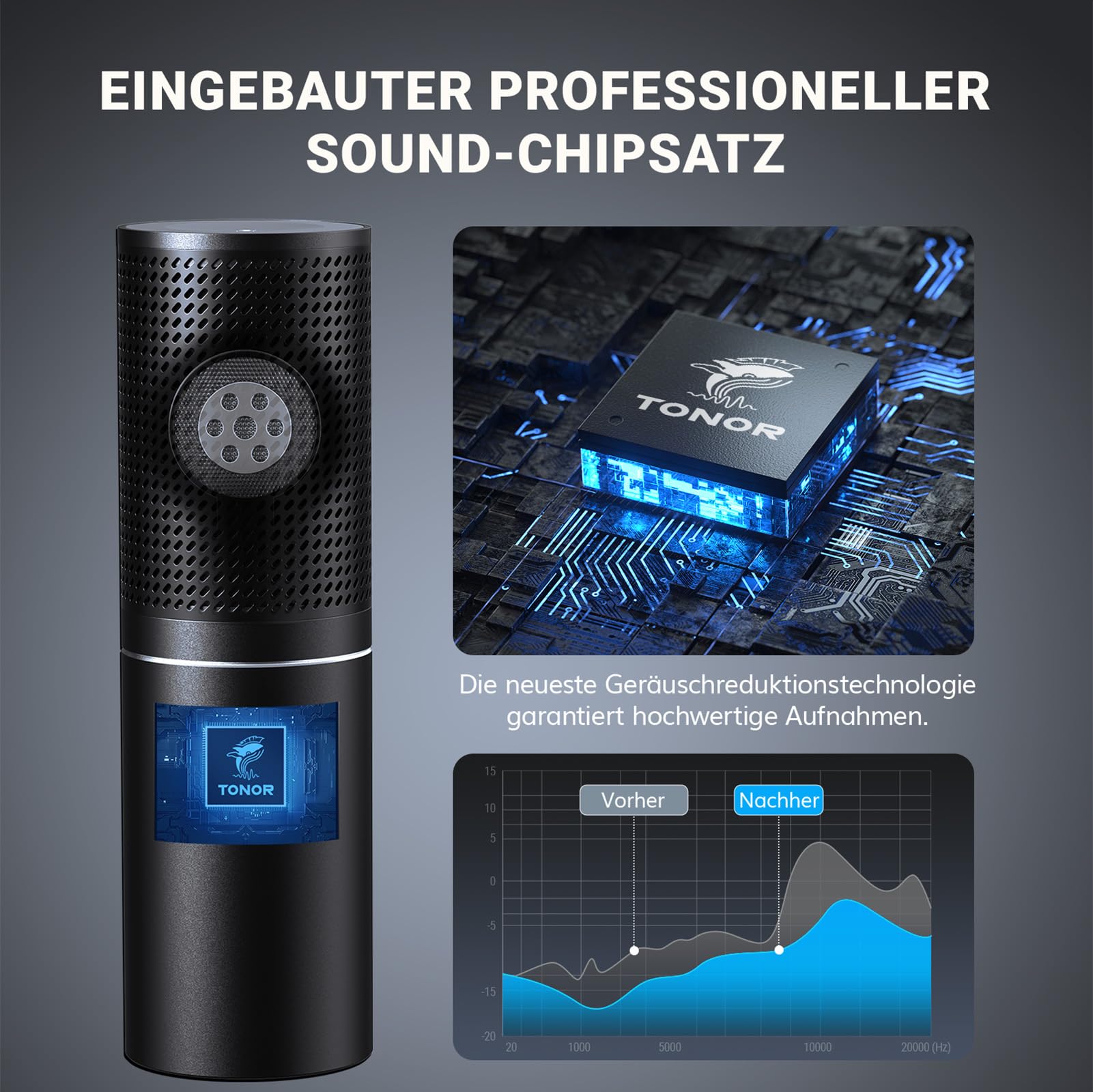 TONOR Q9 USB Podcast Microphone Kit, Gaming Studio Streaming Mic for PS4/5/Discord/Twitch, Recording Condenser, 200 cm Kabel, Arm Stand