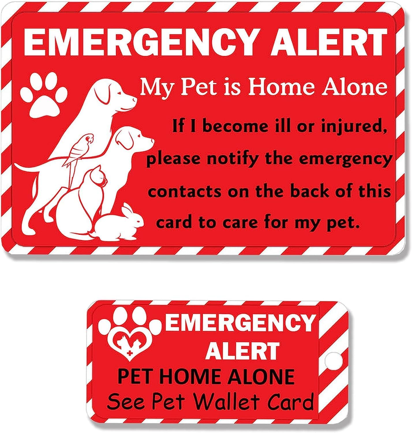 Dogs & Cats are Home Alone Alert Emergency Card and Key Tag