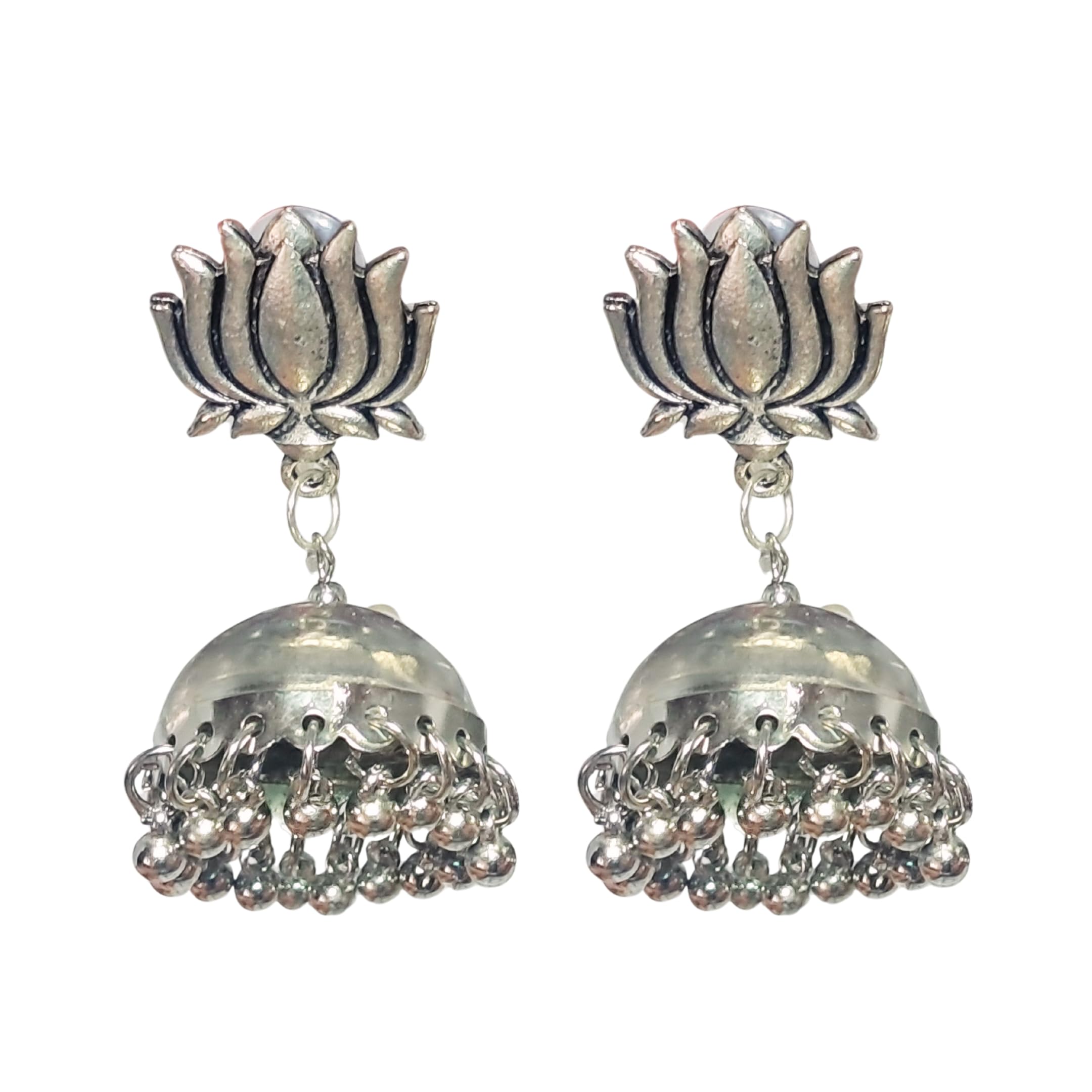 Fashion Jhumka Oxidised Silver Earrings For Women,Stylish Jhumkas Traditional For Girls South Indian Traditional Ear Rings-image-46