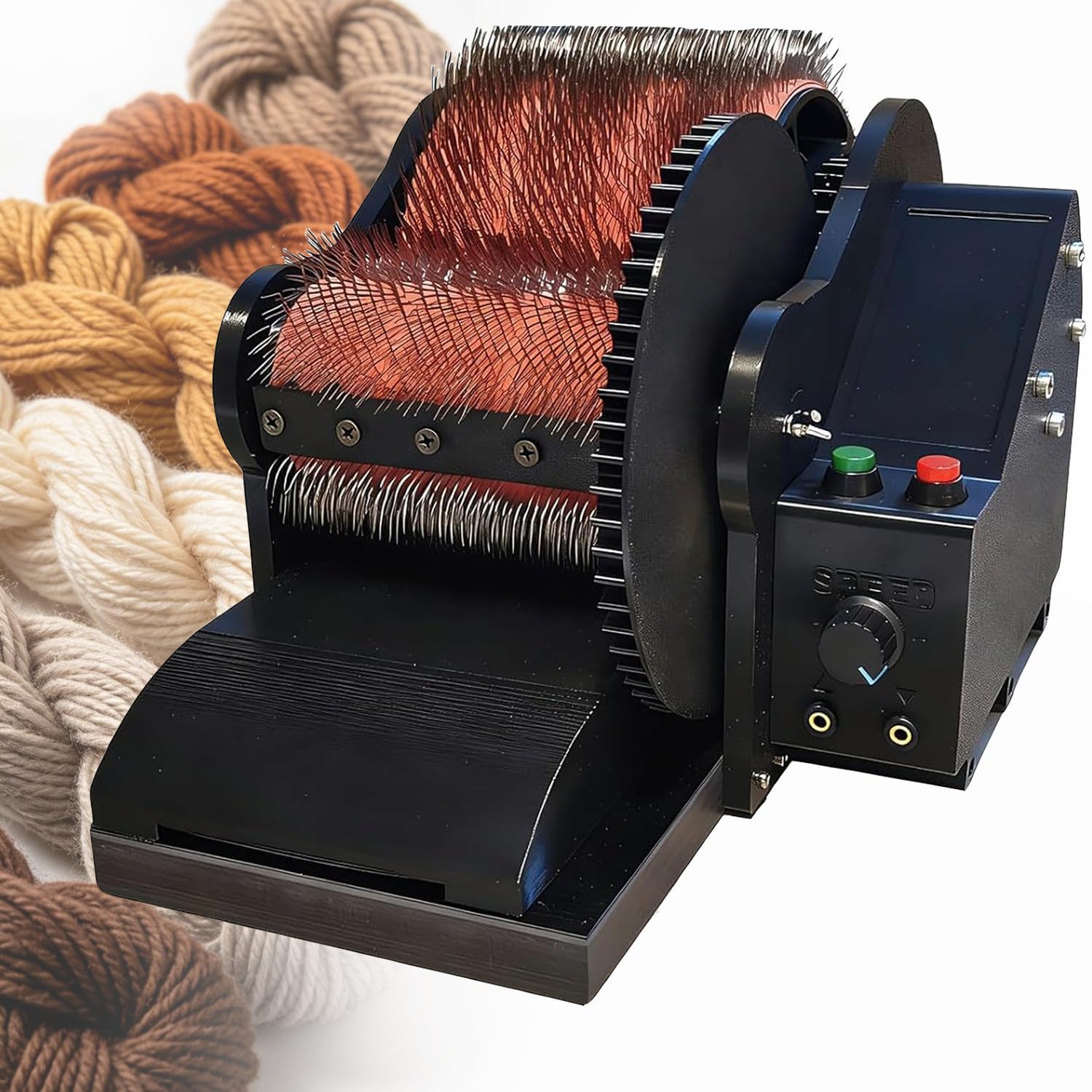 Ymnogjie Household Sheep Fleece Combing Device Electric Wool Drum Carder Efficient Fiber Blending Tool For DIY Felt Animals Pom Pom Making And Yarn Spinning Works