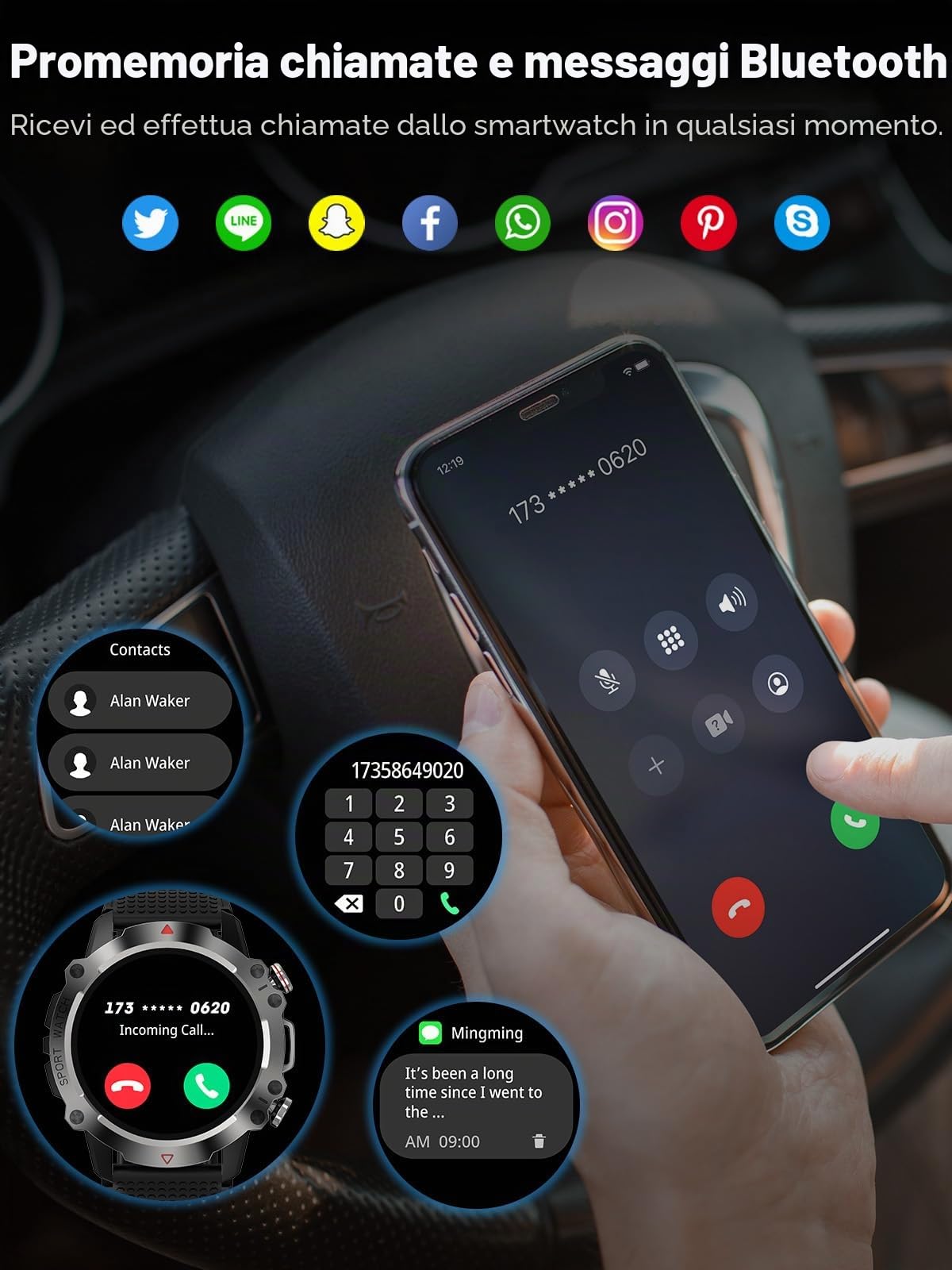 smartwatch uomo con funzione telefonica, touch screen fitness tracker da 1,39", 450 mAh, orologio fitness da uomo per Android iOS con 100+ modalità sportive, contapassi, monitor del sonno per