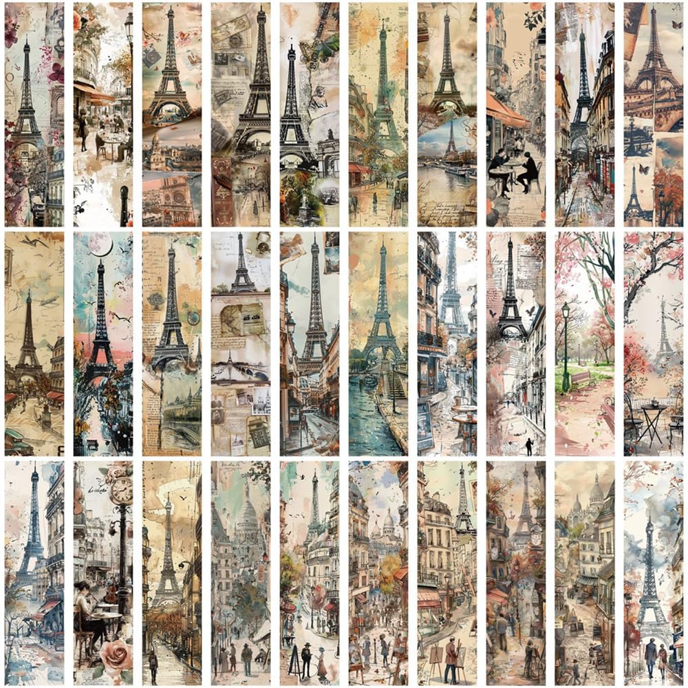 Meecaa 30 PCS Reading Bookmarks, Literary Art Paper Book Marks, Colorful Creative Book Accessories, Great Gifts for Book Lovers Woman Man, Students Reading Fans Reading Lovers (Eiffel Tower) — image 1