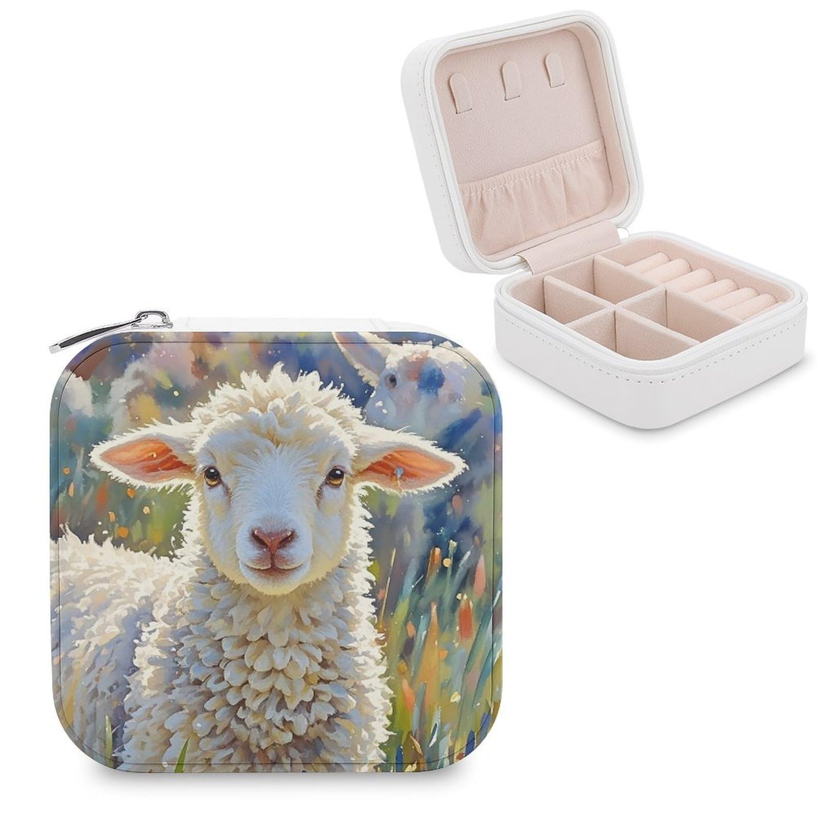 VstaDank Color Sheep Jewelry Box for Women Custom Travel Jewelry Case Personalized Travel Jewelry Boxes Small Portable Jewelry Organizer Box for Rings Necklaces Bracelets Earring