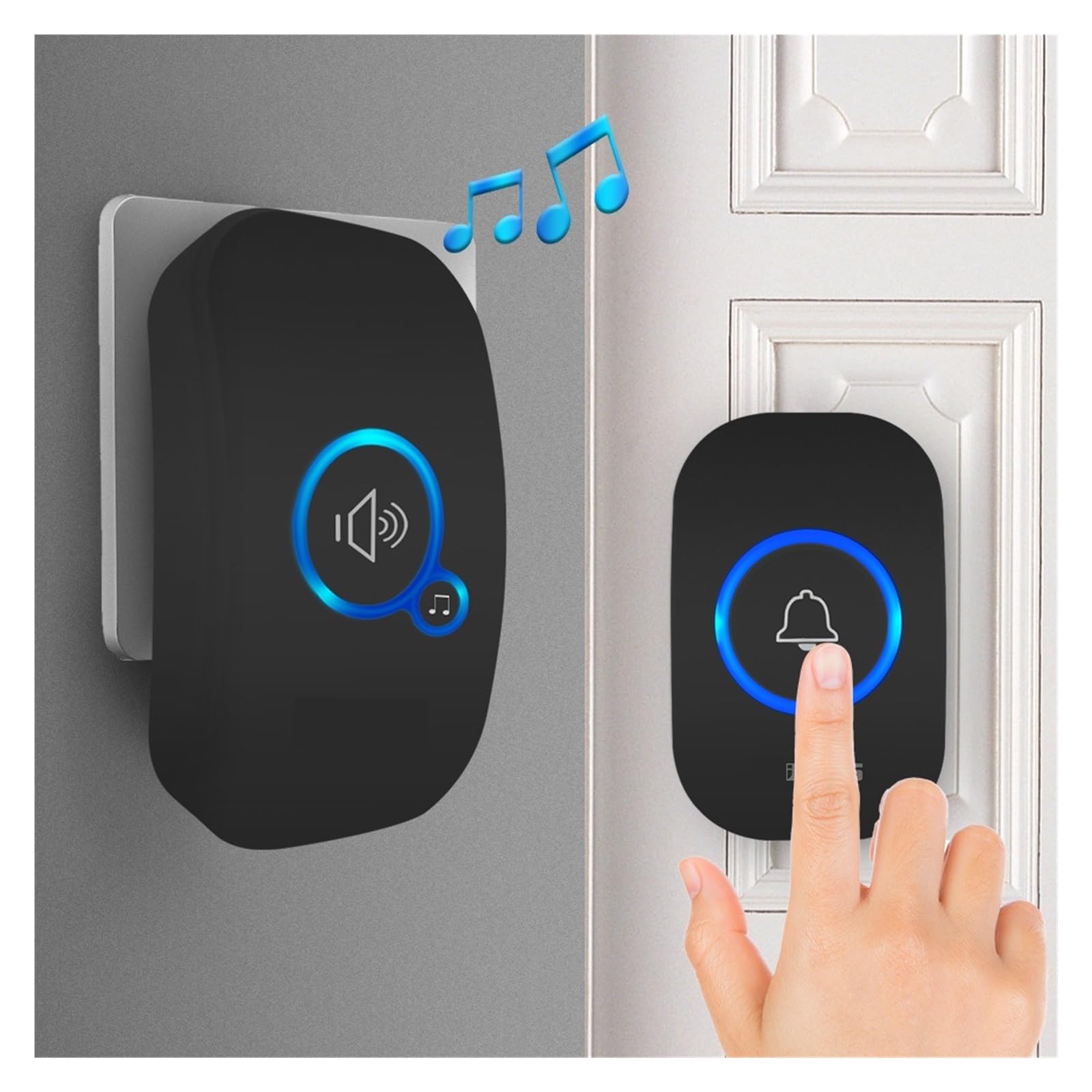 M557 bezprzewodowy dzwonek do drzwi 433Mhz powitanie w domu inteligentny dzwonek do drzwi 150M długa odległość bezprzewodowa 32 utwory powitanie w domu kuranty (Color : 1 Receiver, Size : U/S)