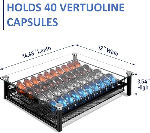 Miniatura 3 de Soporte para cápsulas de café con parte superior de vidrio templado, el soporte para cápsulas Nespresso Vertuo es compatible con cápsulas Nespresso