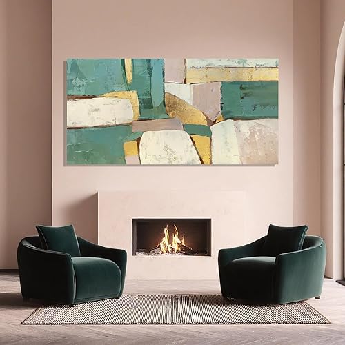 Miniatura 3 de ZENPEE Arte de pared grande verde y blanco, arte abstracto de pared, cuadros para Sala Elegantes y Modernos, decoración de pared para sala de estar