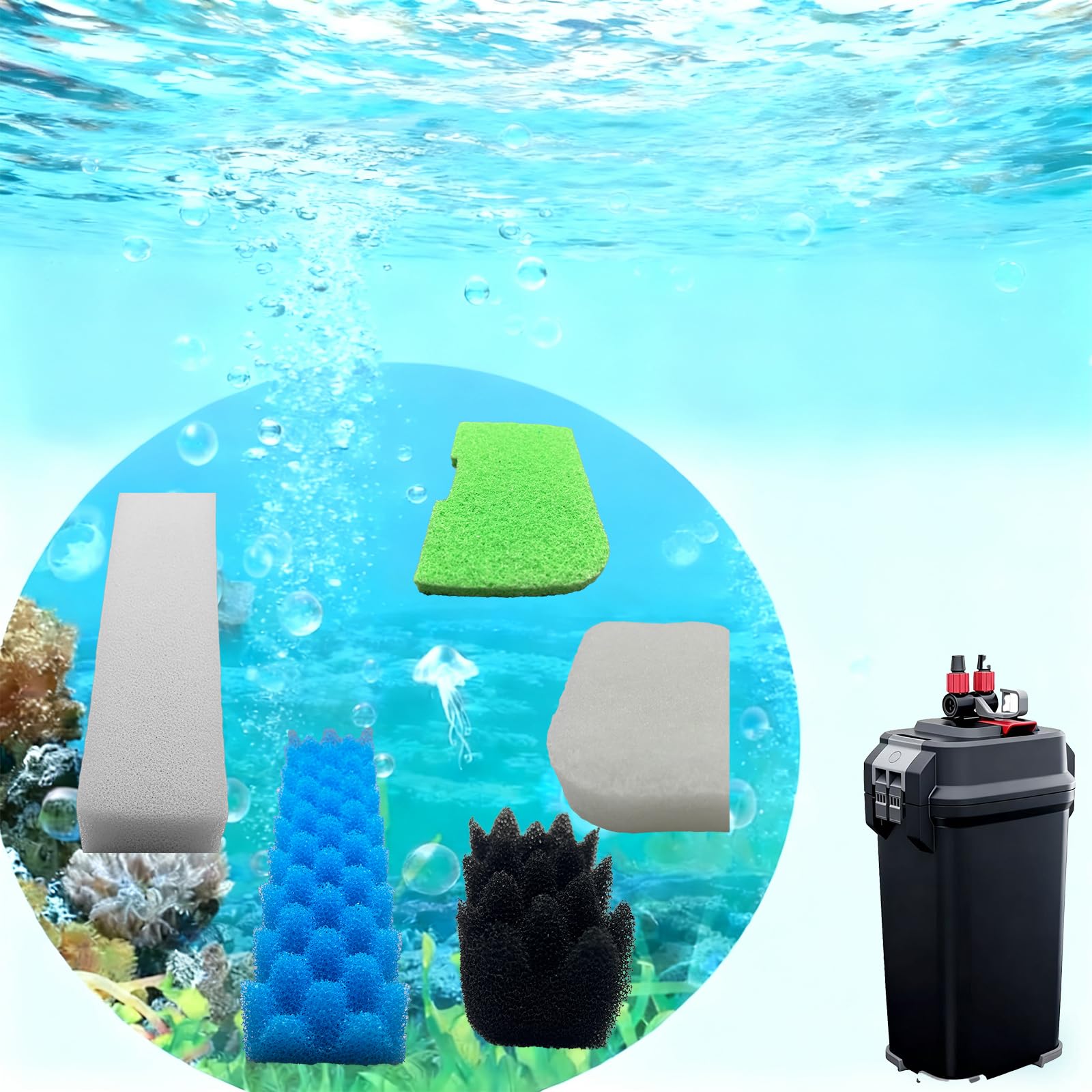42 paquetes de filtros de cartucho 306/307 compatibles con filtros de acuario Fluval 306/307. Incluye juego de medios de filtro con biofoam, carbón activado y anillos de cerámica. Versión mejorada. (2