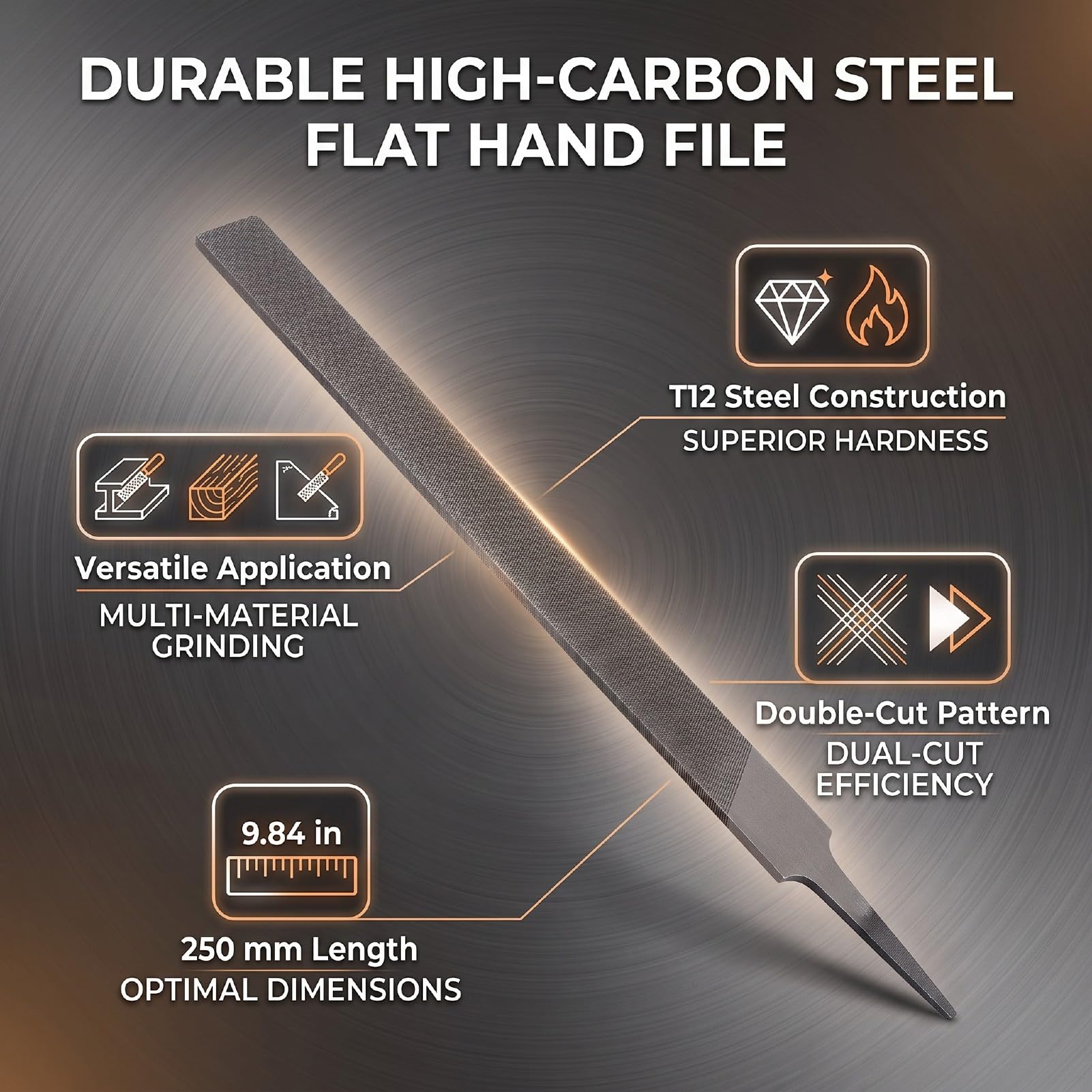 ViaGasaFamido Desbarbado de Metal con Lima Plana de Acero con Alto Contenido de Carbono de 10 Pulgadas (Bien 10PCS)