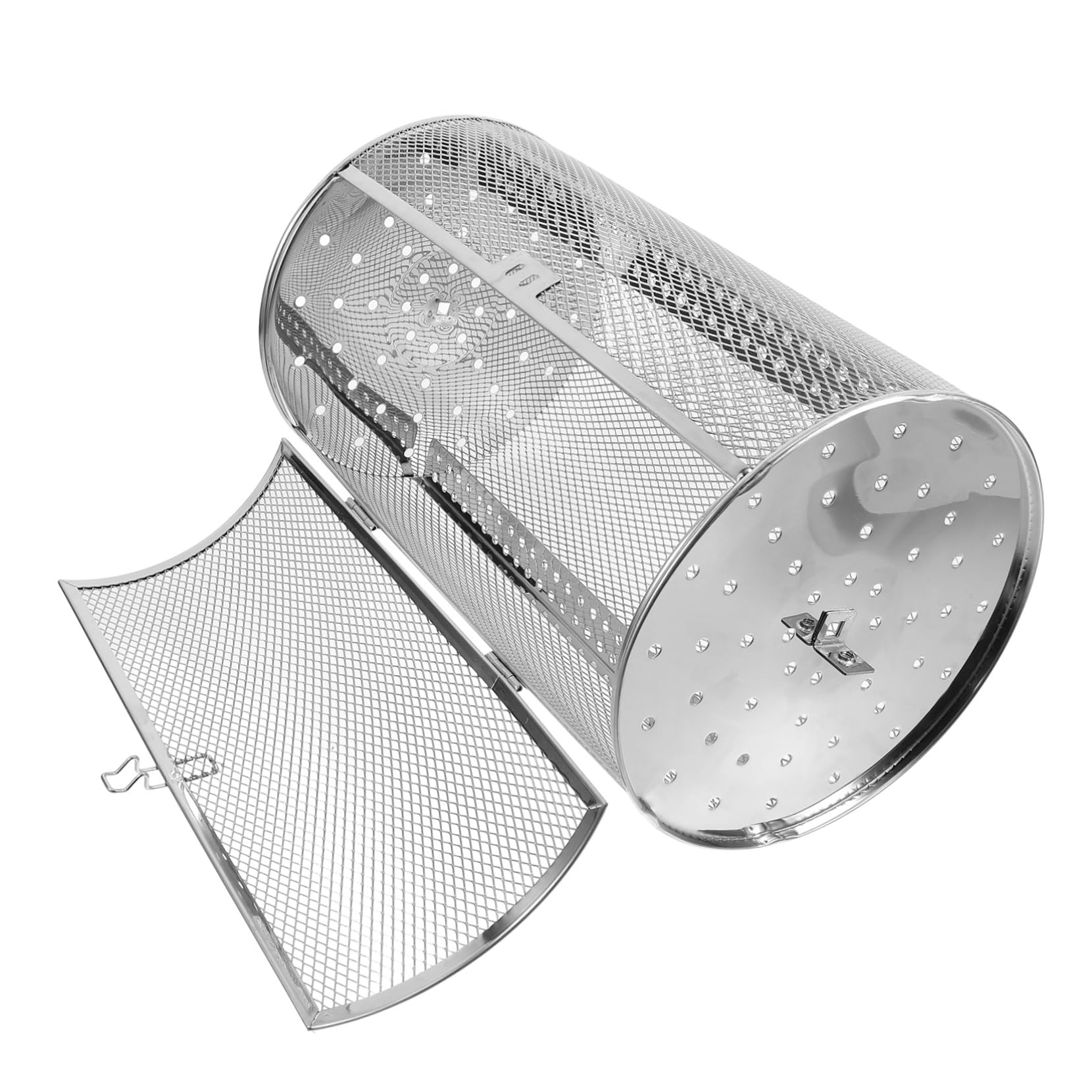 Griglia rotante in acciaio inox per arrostire noci, carne, verdure e kebab – versatile griglia con porta per forno e friggitrice ad aria