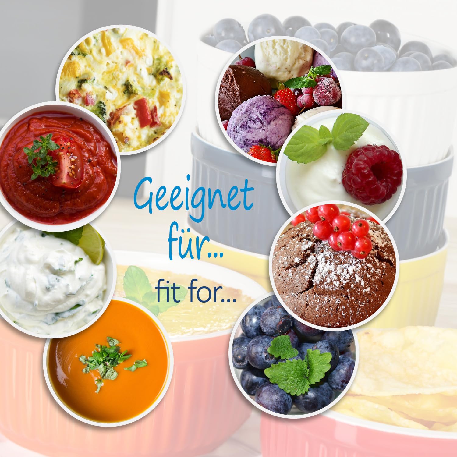 COM-FOUR® 6x Plats à Soufflé - Bols à Ailerons de Ragoût en Céramique - Plats à Casserole allant au Four - Bols à Dessert - Récipients en céramique colorés 250 ML