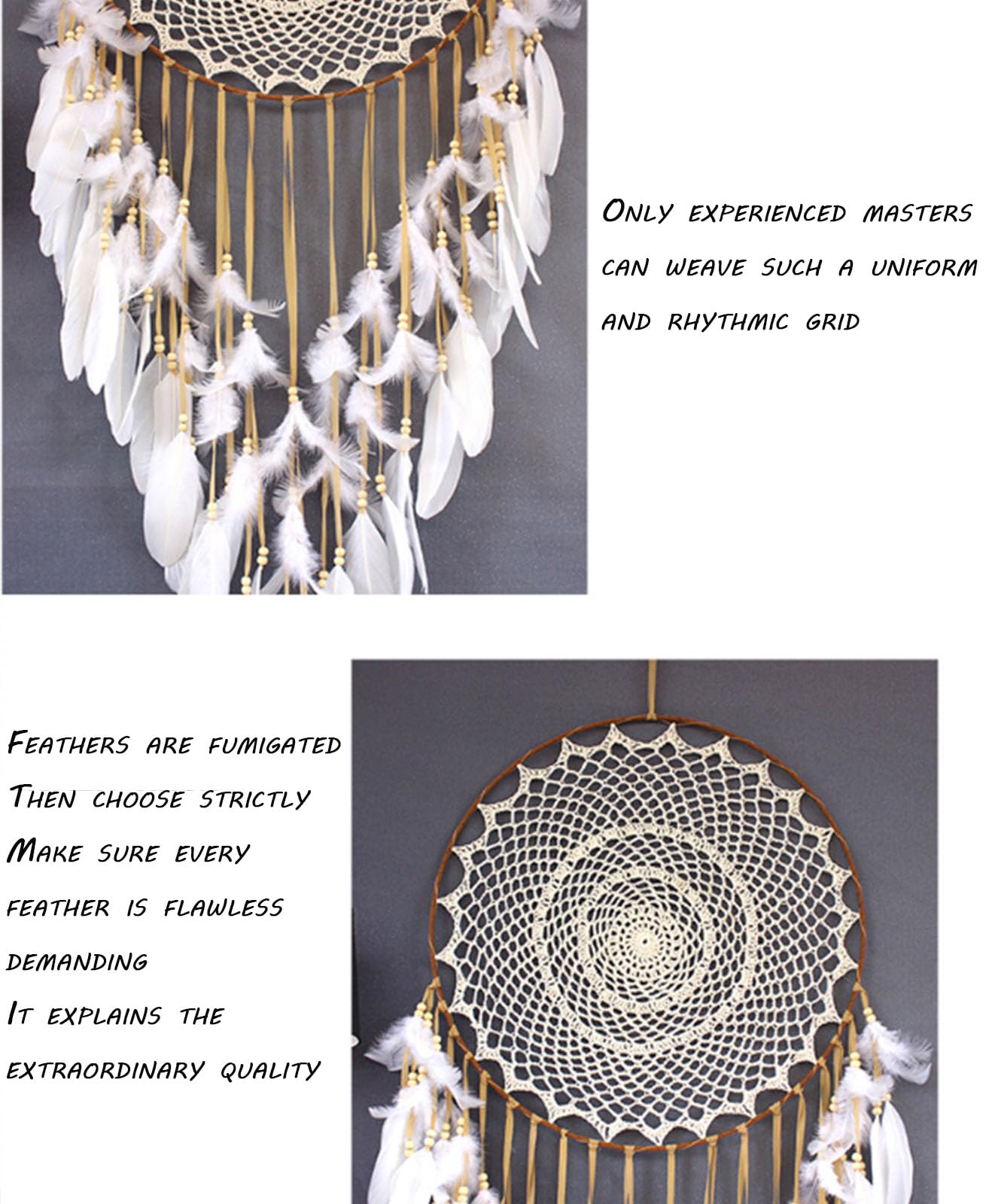 Europäischer und amerikanischer kreativer Haken-Blumen-Traumfänger, Feder-Windspiel, Dekoration für Zuhause, Veranda-Innendekoration, Hochzeitshintergrund, großer Anhänger