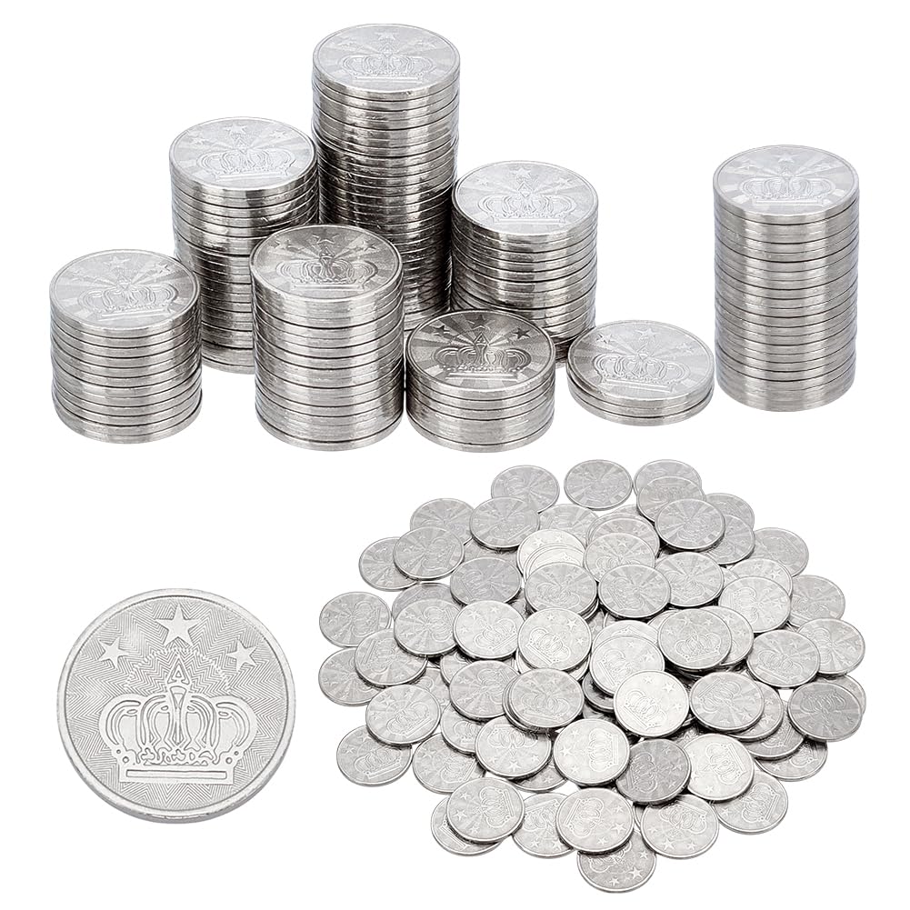ORIGACH 100 Pcs Metal Silver Crown Casino Coin with Storage Box, Play Silver Treasure Coin for Treasure Hunt Game Nights, Party Favors & Collectibles, 2.5 cm