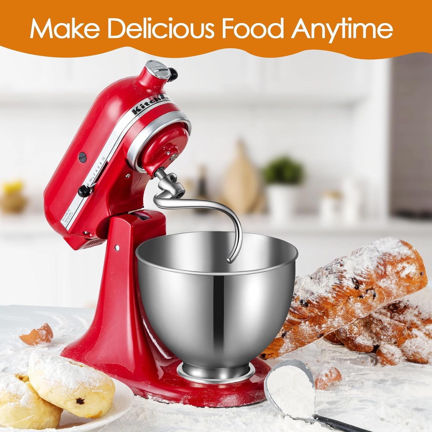 Stainless Steel Spiral Dough Hook Replacement for KitchenAid 4.5-5 Qt. Tilt-Head Stand Mixers.Accessories Compatible for Kitchen Aid K45, K45SS, KN15E1X, KSM75, KSM85PS, KSM88PSQ, KSM90 etc.