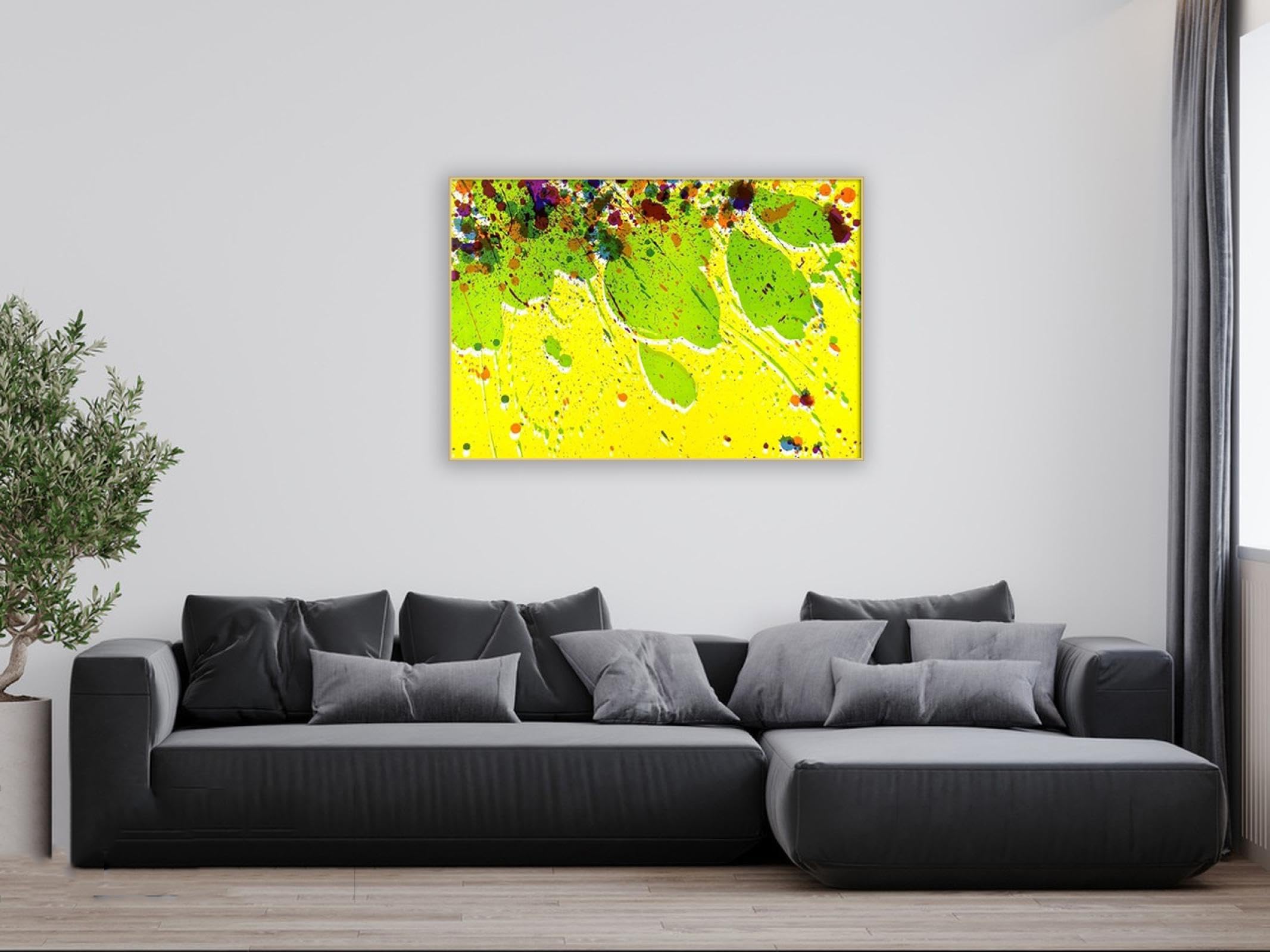RYLJCZ Walasse Ting Impresiones en Lienzo - Reproducción de Pinturas Famosas abstractas enmarcadas - Figuier- Cuadros decoración de Sala de Estar 50x70cm (19,7x27,6in) Marco Dorado