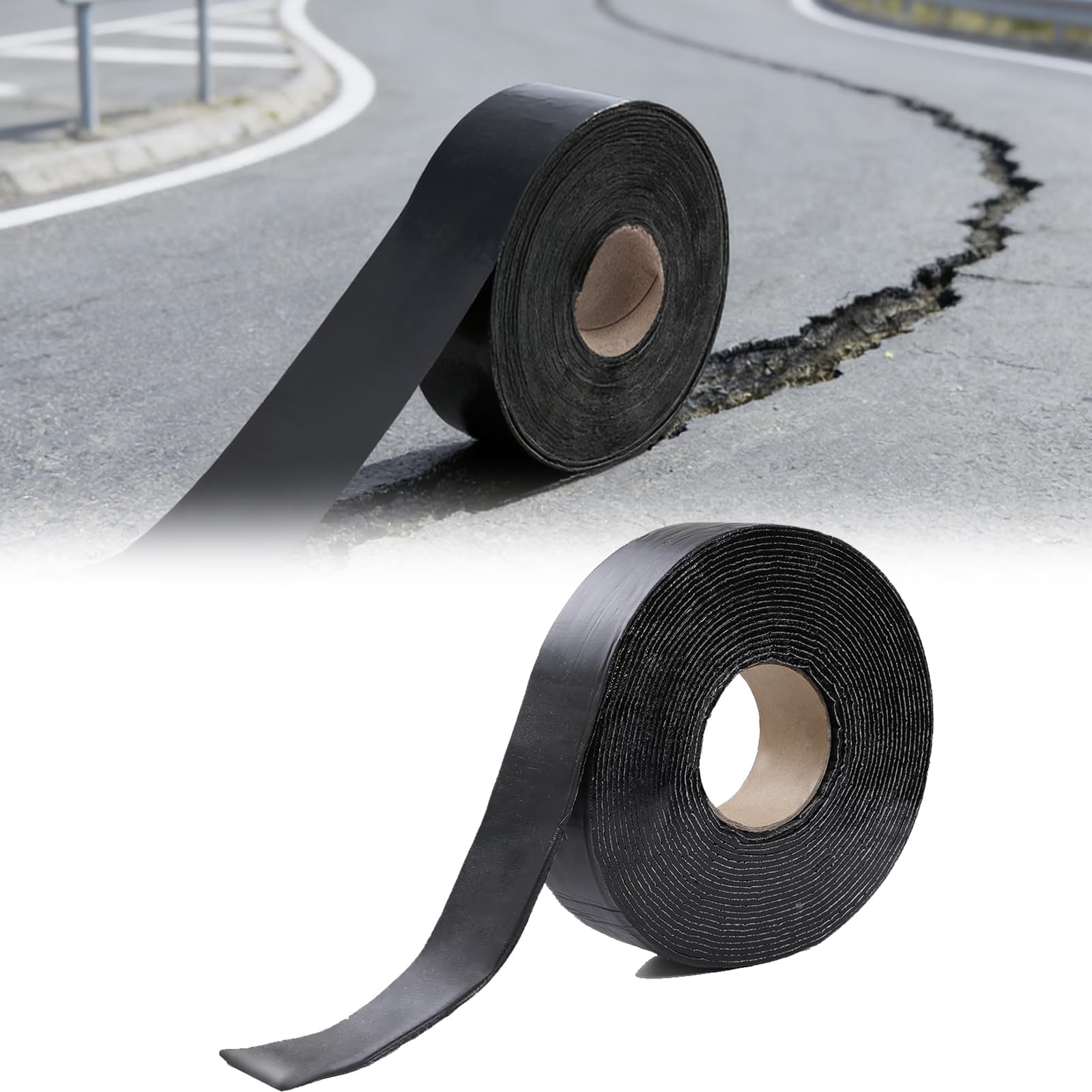 Asphalt-Rissband 15m x 5cm, Bitumen-Heißsiegelklebeband Wasserdicht & Langlebig | Einfach Anzuwenden für Asphalt, Zement, Einfahrten, Gehwegen, Parkplätzen & Dächer – Schwarz