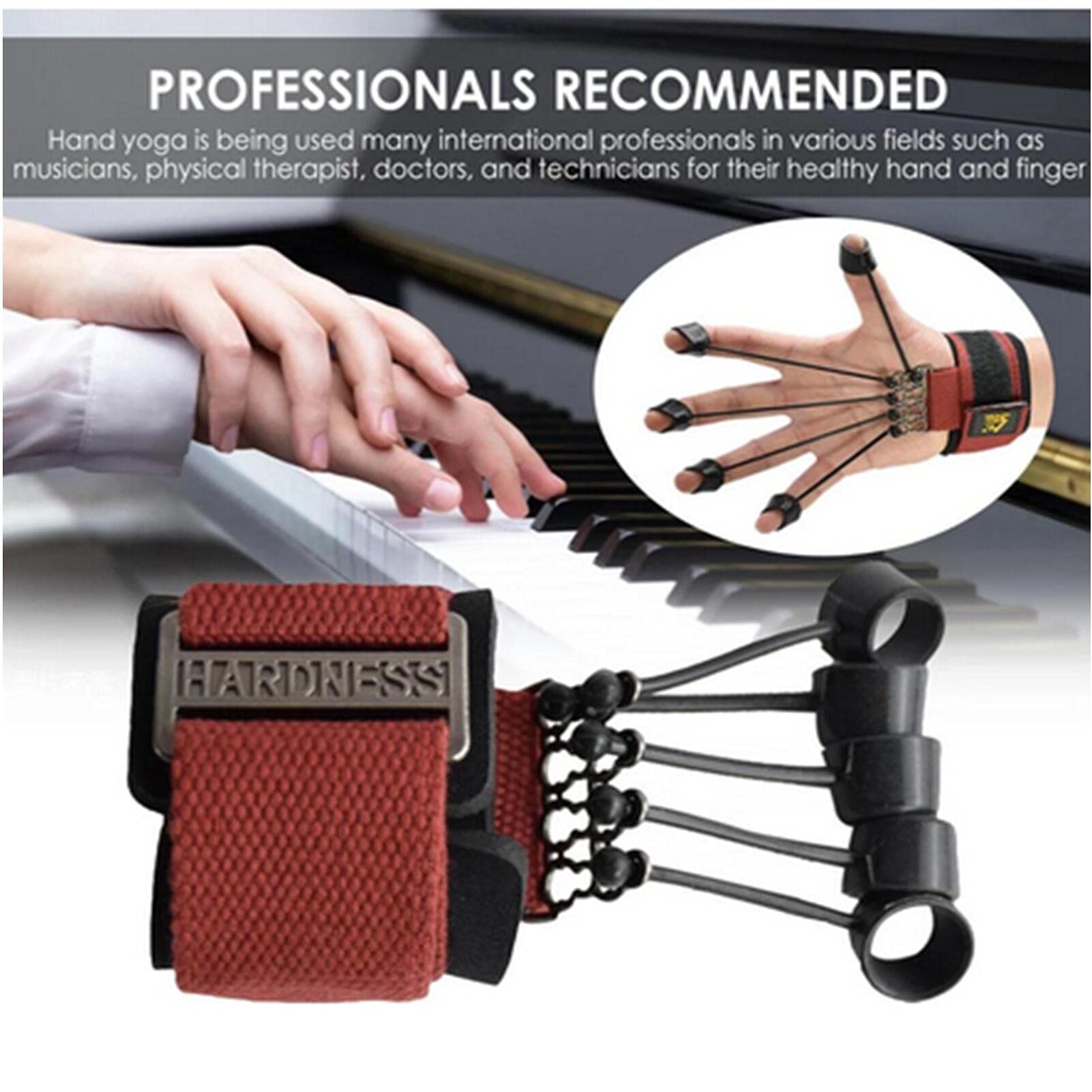 Ejercitadores de dedos y fortalecedor de agarre de fuerza, entrenamiento con estirador Alpha Gripz, equipo de fortalecimiento para terapia física de muñeca, extensor de antebrazo (rojo)