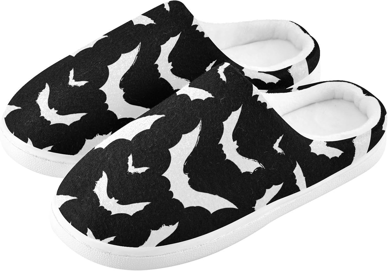 Ksajwzf Halloween Bats Slippers for Women Men, White Blsck Womens House