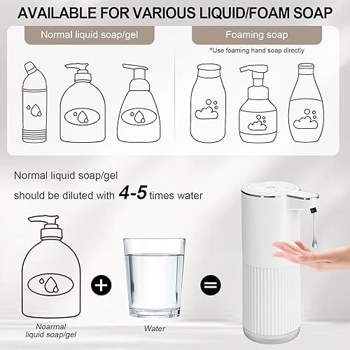 Miniatura 6 de GuDoQi Dispensador automático de jabón líquido sin contacto, espuma ajustable de 4 niveles, dispensador de jabón de manos recargable por USB para