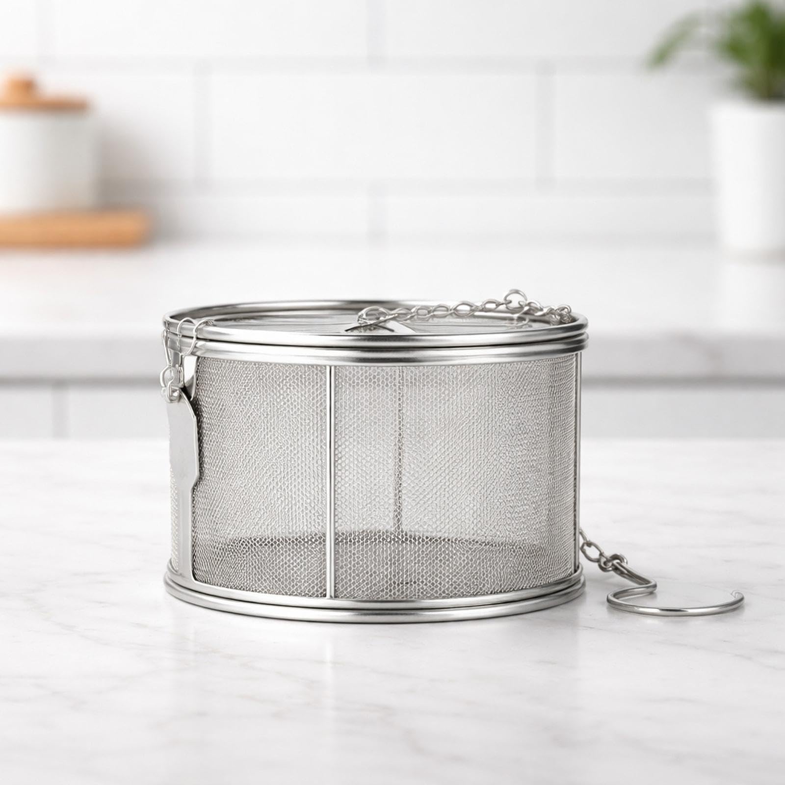 Colcolo Infuseur à thé portable en avec chaînette, panier à épices polyvalent, passoire à assaisonnement, infuseur à thé et épices pour restaurant, Diamètre 12cm