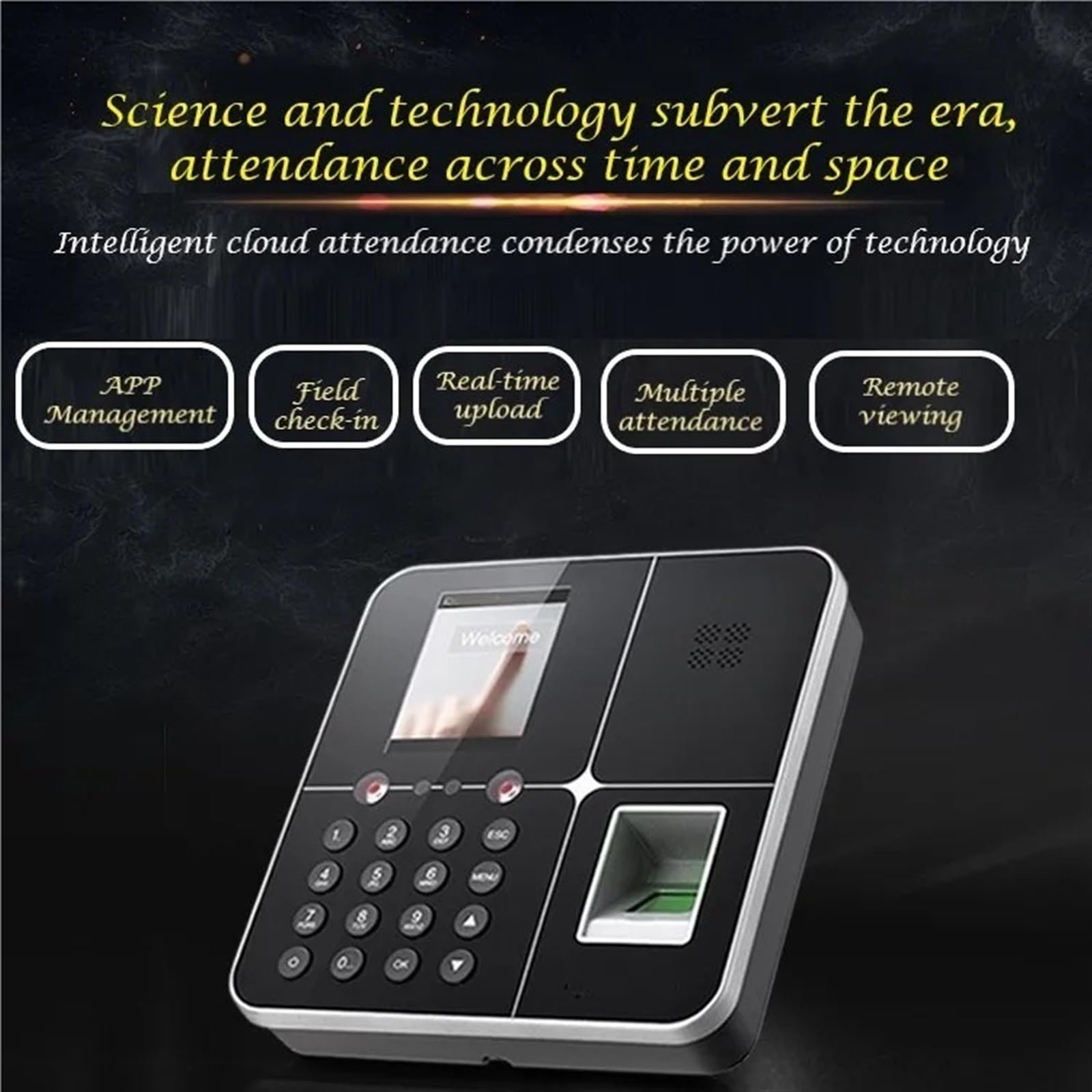 Pointeuse Machine De Reconnaissance Visage Par Empreinte Digitale, Poinçonnage Noire, Prise En Charge Plusieurs Langues