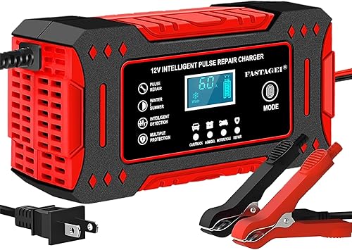 Cargador de batería de 6 amperios, cargador de batería portátil de plomo de 12 V 6 A, cargador de batería de 4 etapas, mantenimiento de batería