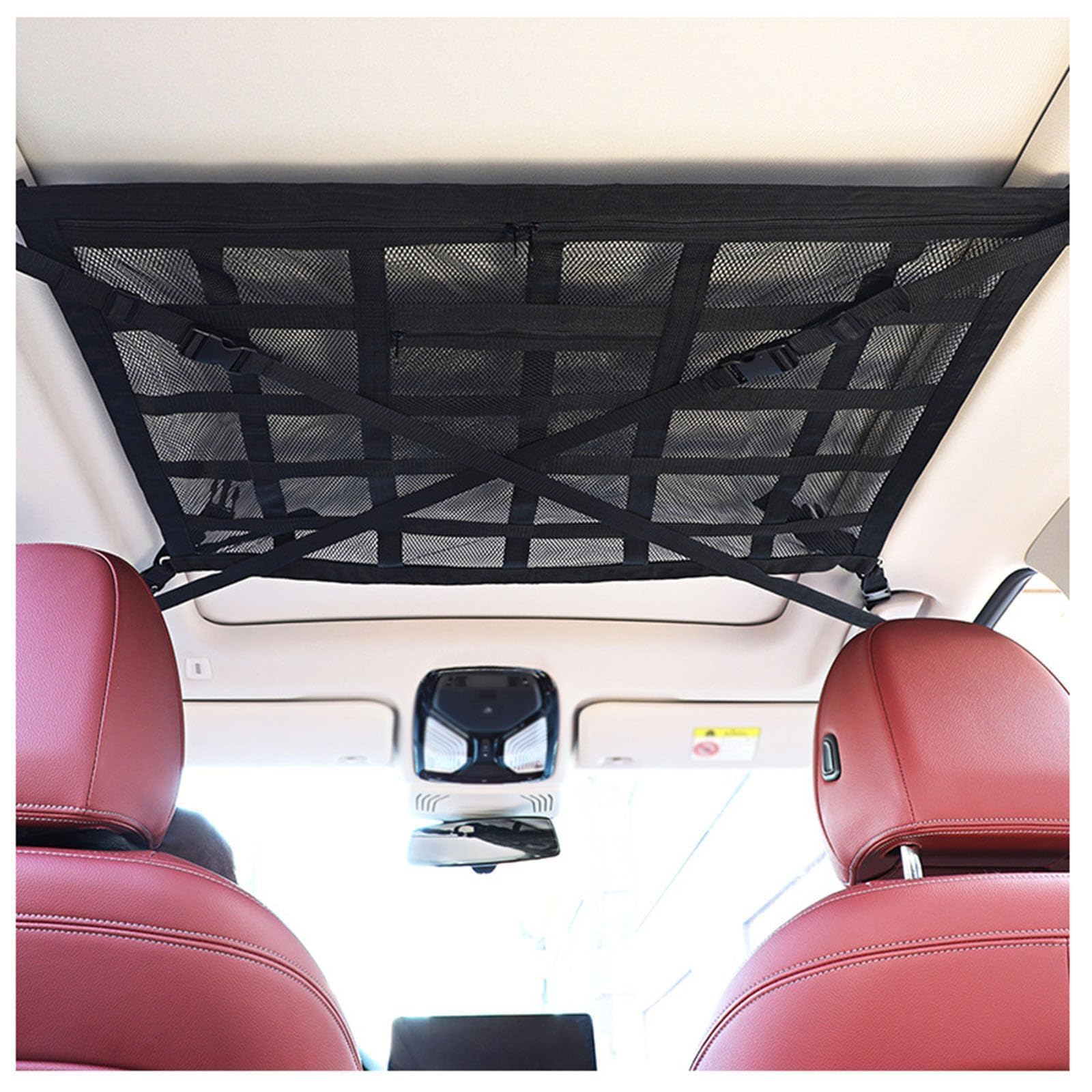 YQVDQRTXS Car Ceiling Cargo Net Pocket, for Audi RS Q8 RSQ8 (4M) 2020-2025 Mesh Roof Organizer Large Capacity Storage Nets Adjustable Double-Layer,90 * 65cm
