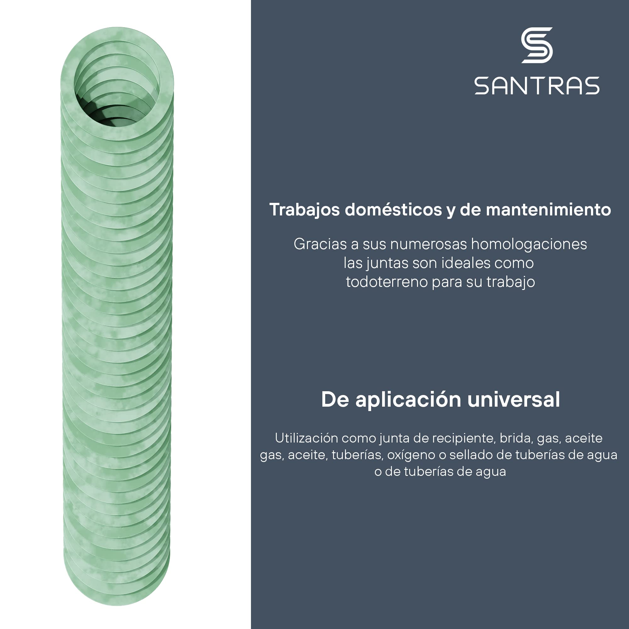 SANTRAS® Juego de Juntas Planas con 235 Juntas – surtido juntas 3/8" a 1½" | caja con juntas fibra Tesnit® para agua, gas, calefacción, solar y jardín
