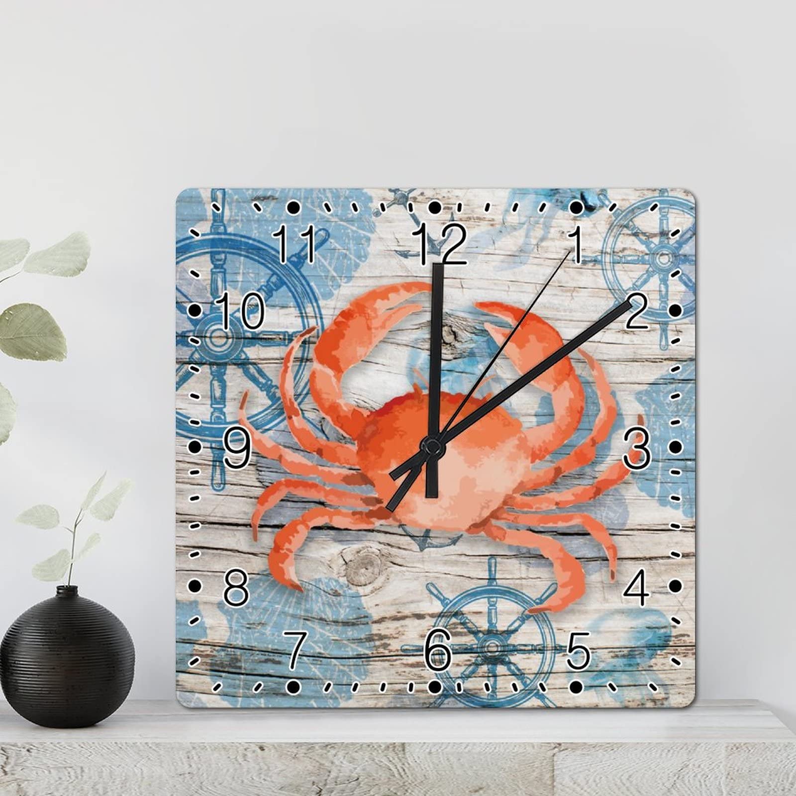 Horloge murale carrée océan 30,5 cm silencieuse pour salon