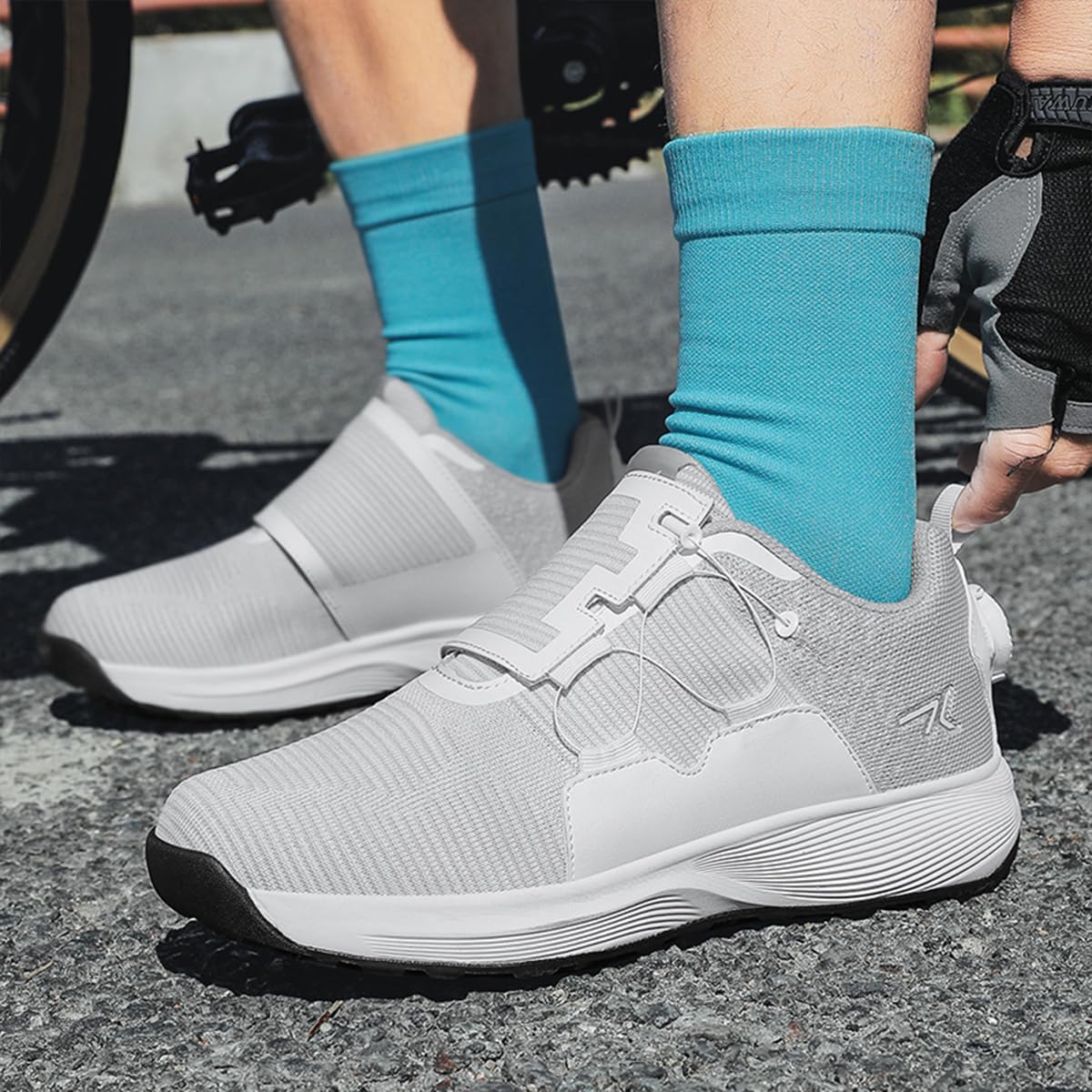 Fahrradschuhe MTB Herren, rutschfest regenfest Mountainbike-Schuhe Kompatibel mit SPD Cleats, Gummisohle, schnelles An- und Ausziehen