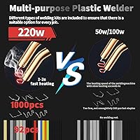 Vista 4 de Soldador de plástico de 220 W, kit de soldadura de plástico, reparación de parachoques de automóvil, 1000 grapas calientes y 92 piezas, 7 tipos