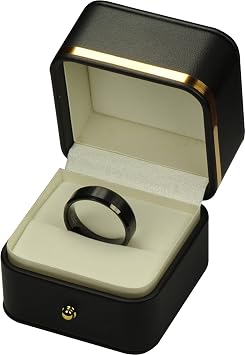 Black Ring Jewelry Gift Box for Wedding Engagement Soft Touch PU Leather