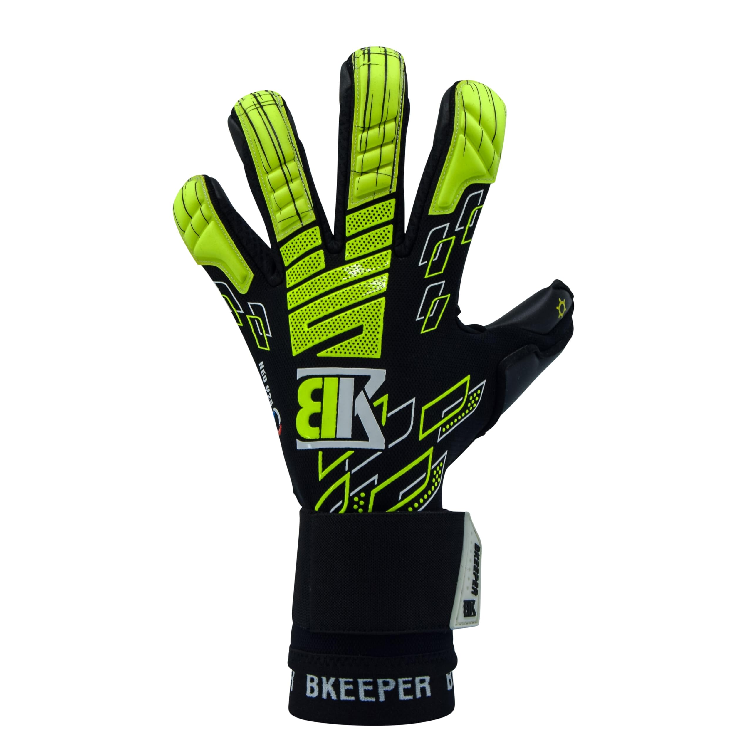 Gants de Gardien Neo #25 Black, Tailles 6 à 11, Noir, Coupe Roll-Négative, pour Adultes, Mousse Contact