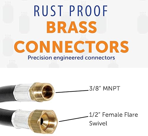 Miniatura 9 de Flame King Paquete auto del regulador del gas del propano del LP del cambio con la manguera de 48 pulgadas