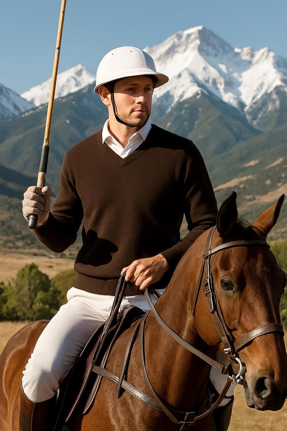 JENNIE LIU Mens 100% Cashmere V Neck Sweater | Ultra-Soft, Breathable Knit for Golf & Cold Weather