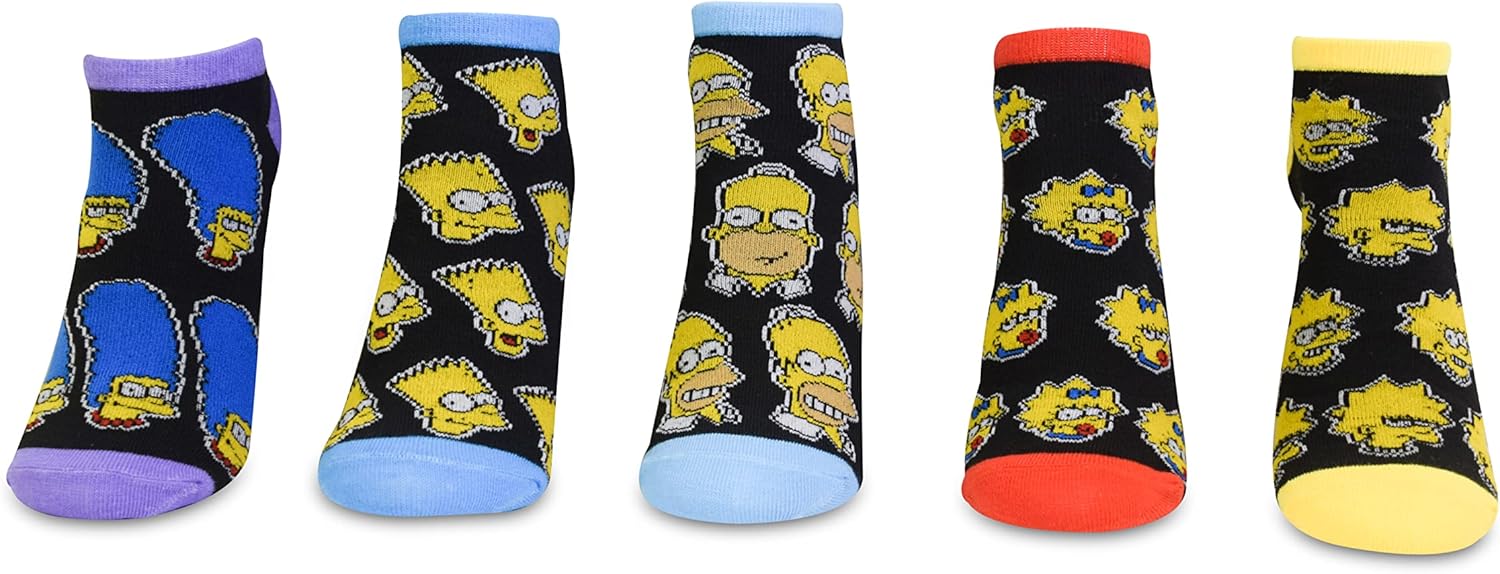 Simpsons The Homer Bart Marge Lisa Maggie Men's 5 Pack Low Cut Socks - Image 2