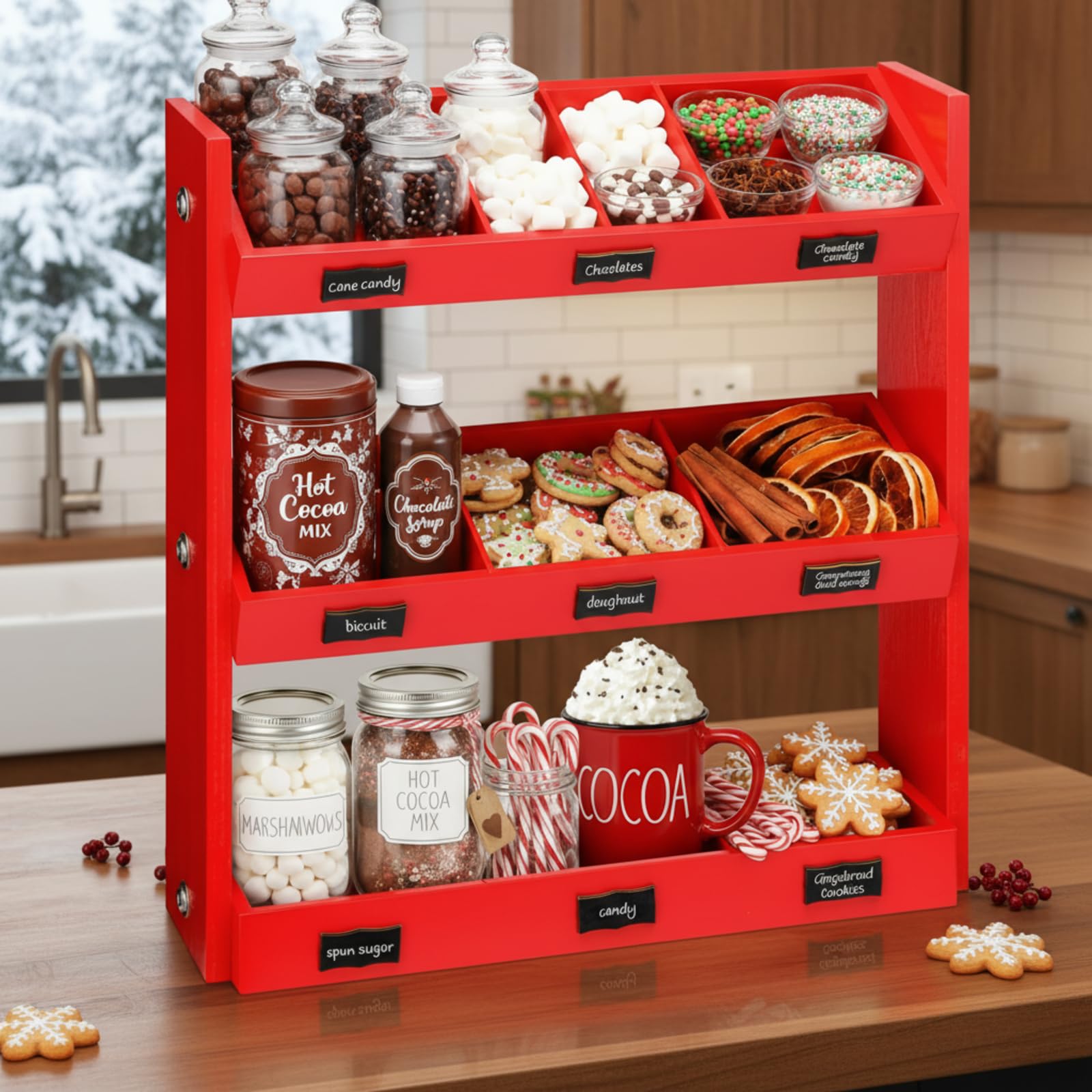 Amazon.com - Thyle Christmas Hot Cocoa Bar Wood Storage Box with 9 Amazon.com - Thyle Christmas Hot Cocoa Bar Wood Storage Box with 9