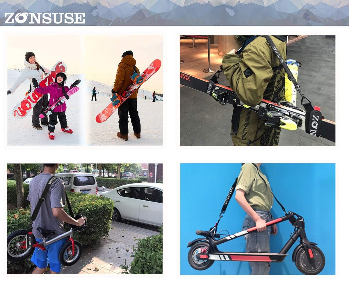 auvstar Invernali Ski Tracolla,Regolabile Portatile Cinghie da Sci,Sci e Pole Strap,Facilmente Trasportare Skis per Sci Carving,Sci da Escursioni,Sci di Fondo,Snowboard,Portasci per Adulti Bambini
