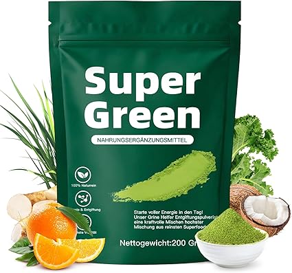 Jowenchii Green Detox Powder: 200g Superfood with Spirulina & Turmeric