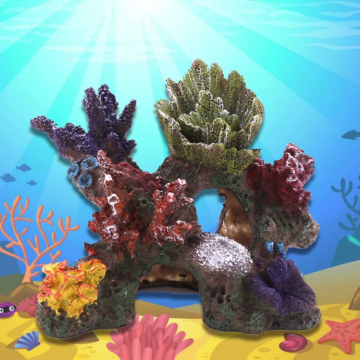 Decorazione della Barriera Corallina Dell'acquario, Ornamenti della Vasca dei Pesci in Resina per Il Paesaggio Acquariofilo delle Piante Marine Subacquee,6.7 * 3.9 * 5.5in