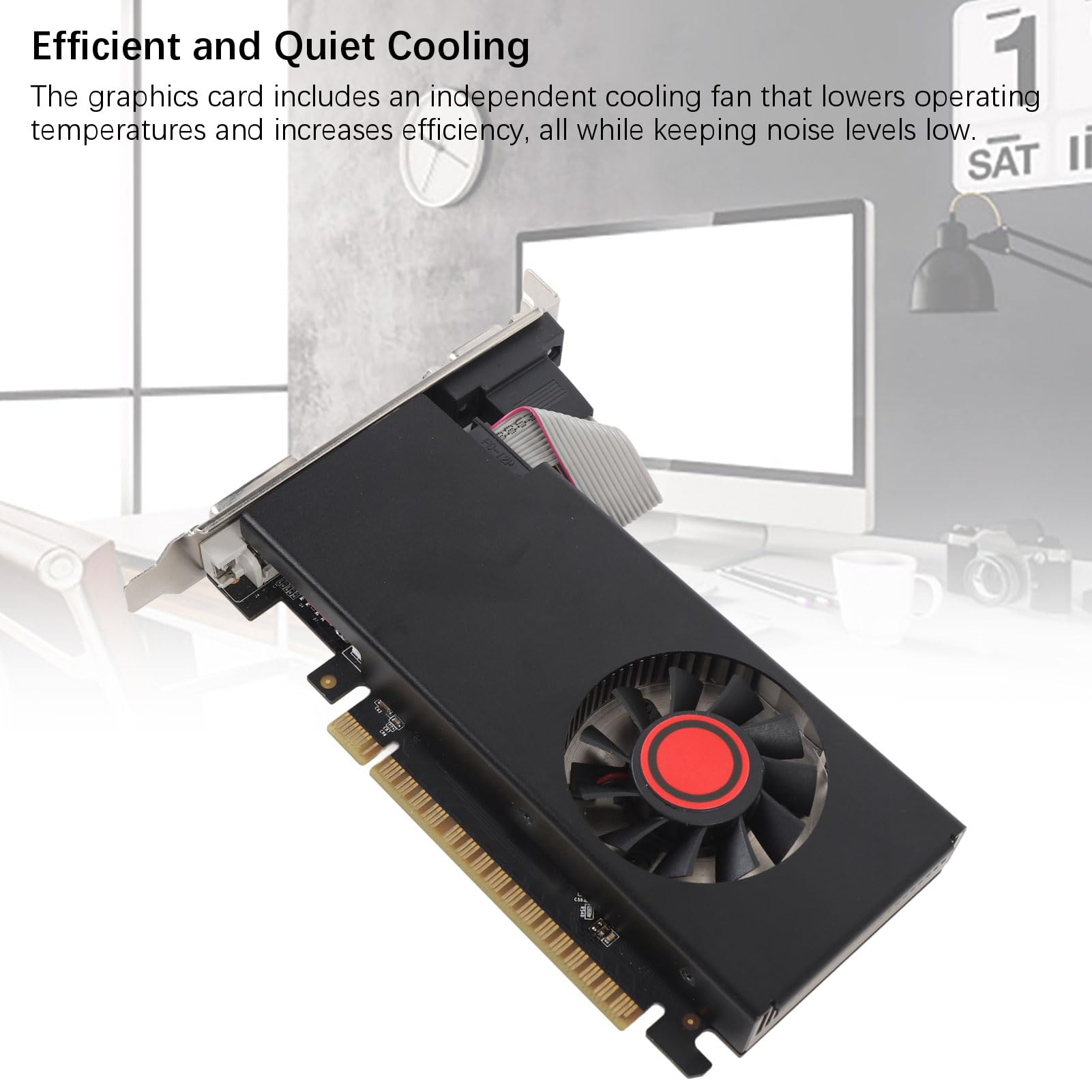 Karta Graficzna, 4 GB DDR5 128 -bitowa Karta Graficzna, Interfejs PCI Express 2.0 16X, HDMI, DVI, VGA, Pojedynczy Wentylator, Komputerowa Karta Graficzna do Pracy