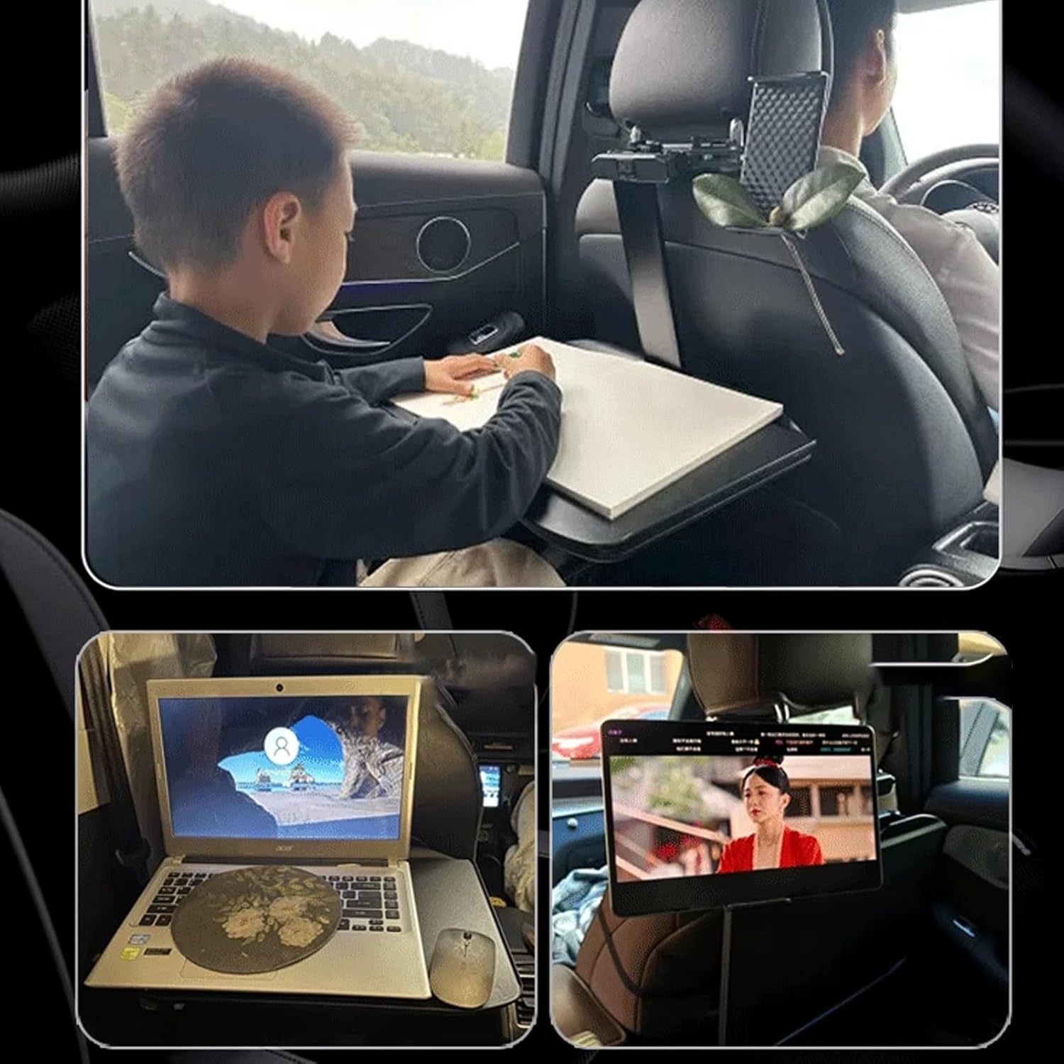 Rv Dinette Table, Car Seat Tray Table, Foldable Travel Tray For Rear Passenger Seat, Car Food Trays For Eating, Cars Computer Desk, For Writing Laptop Dining Food Drink Work