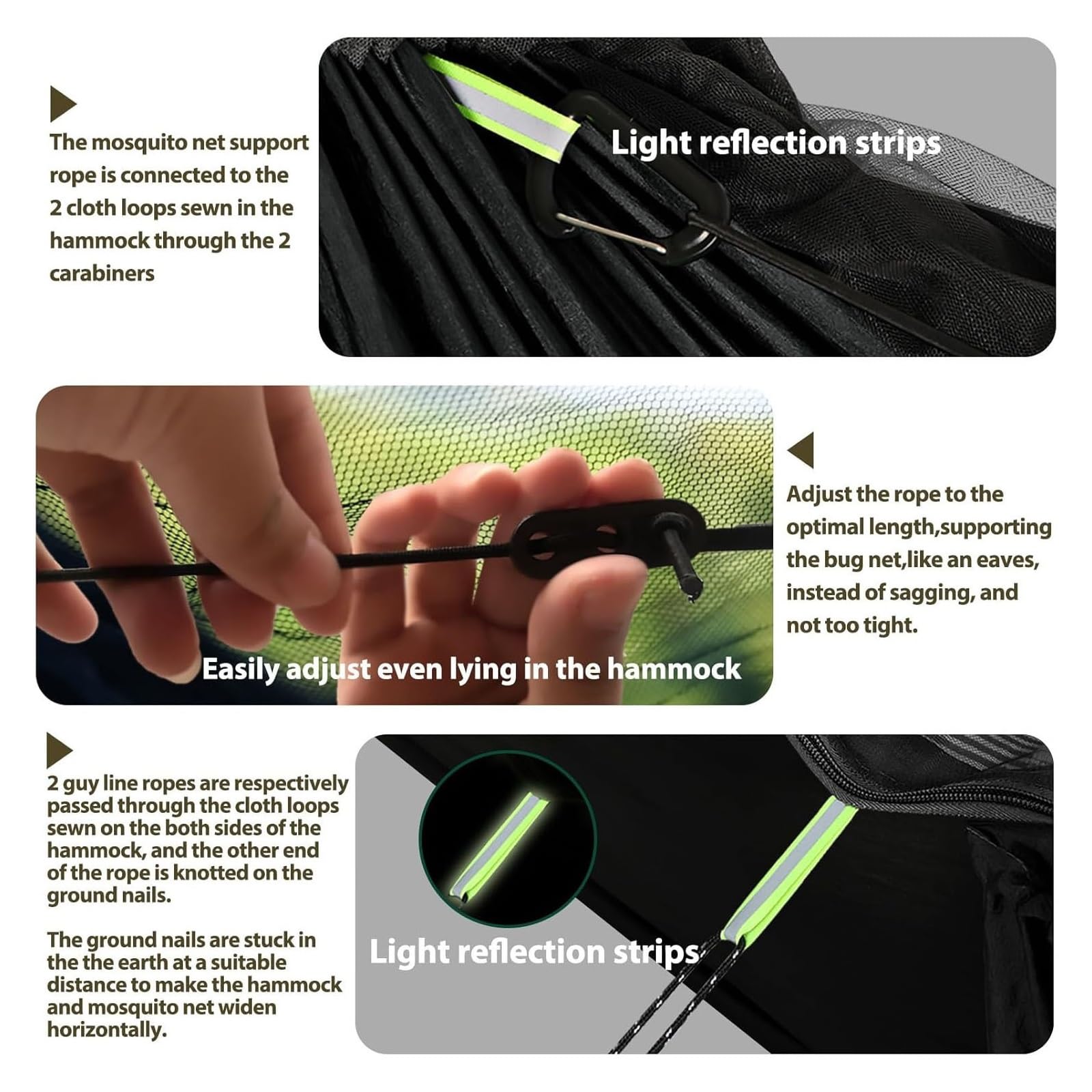 Amaca portatile a installazione rapida con zanzariera da viaggio, campeggio all'aperto, letto a dondolo sospeso rete(Green)