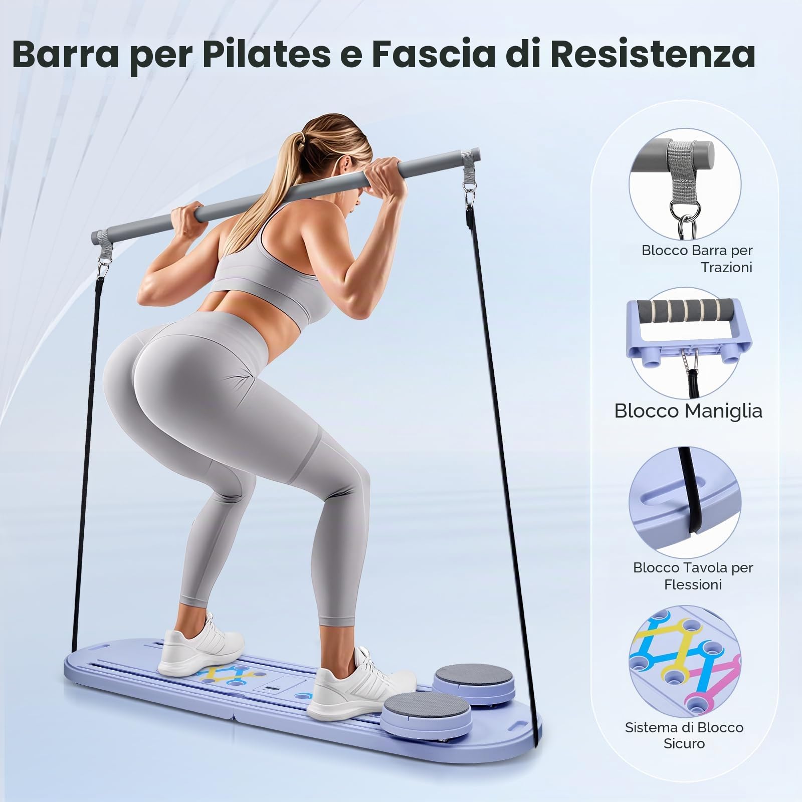 5 in 1 Pilates riformare macchina per la casa Tavola addominale pieghevole con rimbalzo automatico Ruota addominale Pilates attrezzature di allenamento per tutto il corpo Pilates reformer