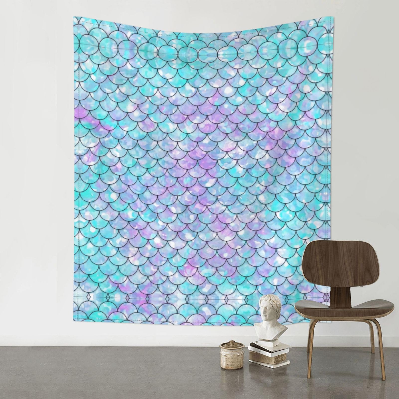 WHJSHOP Mermaid Prints Original Wall Tapestry 60x51in – Boho Throw Blanket for Dorm Decor, Beach Picnic, & Bedroom Layering