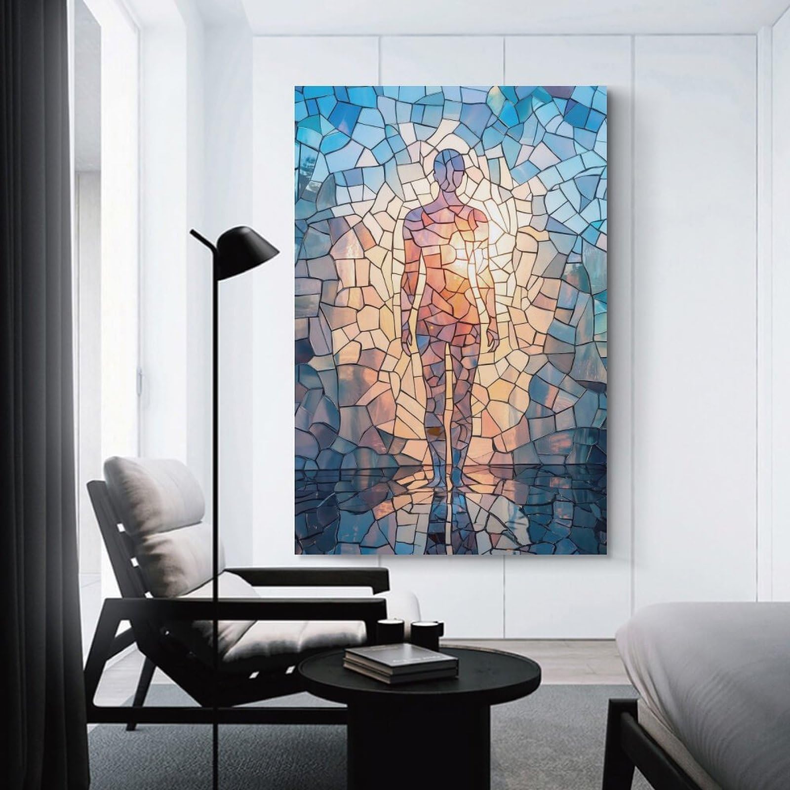 Junmoney Unframe-Style-21-1 Mosaic Human Figure Room Decor Wall Art 08X12inch(20X30cm), For Lounge Decor, Offices Or Entryway Styling, A Flexible Wall Accent For Shared Spaces