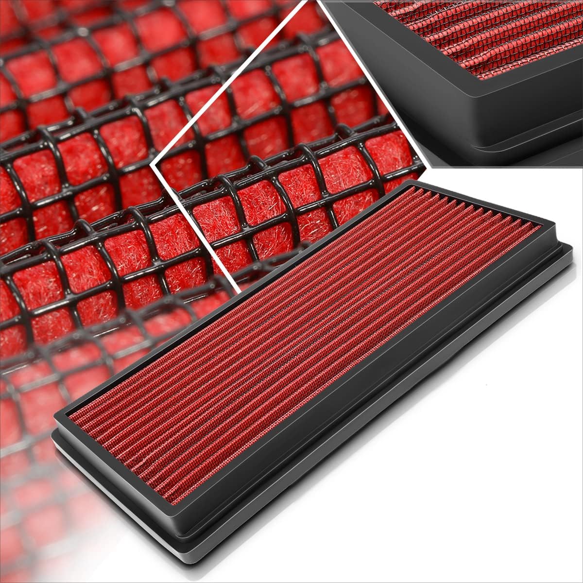 Red Reusable&Washable High Flow Drop-in Air Filter Compatible with 97-06 Jeep Wrangler