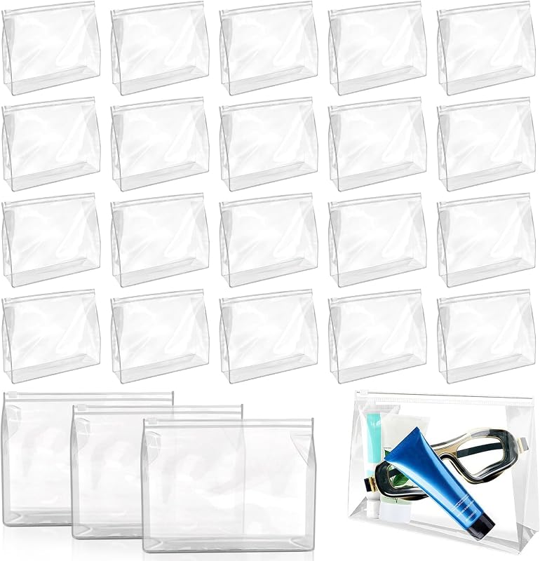 BadenBach Necessaires transparentes com zíper em PVC, 24 unidades, 15 x 13 x 3,5 cm