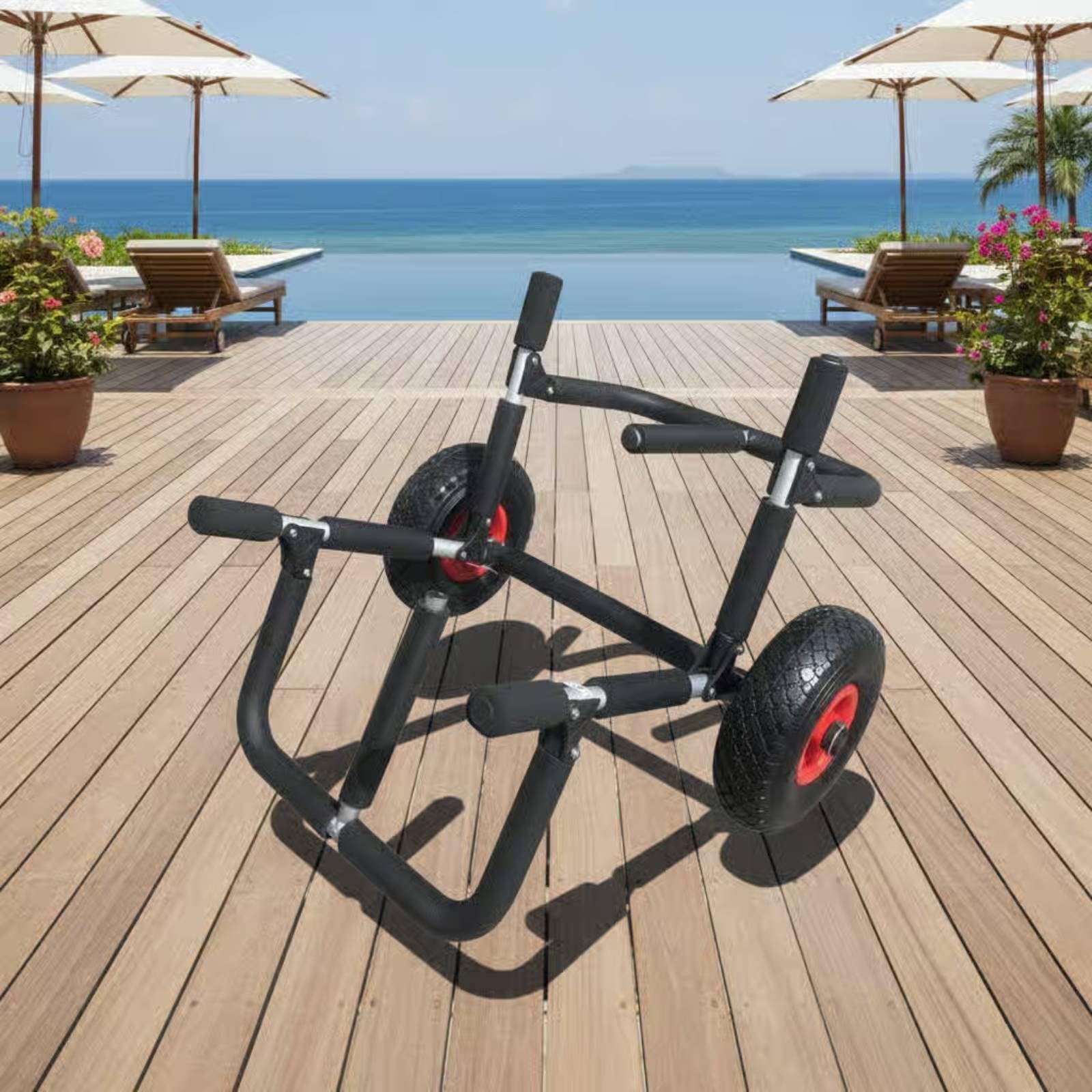 predolo Carro Kayak Plegable Asas Acolchadas Carro Surf Plegable Neumáticos con Dibujo Soporte Rodante para Suelo Irregular