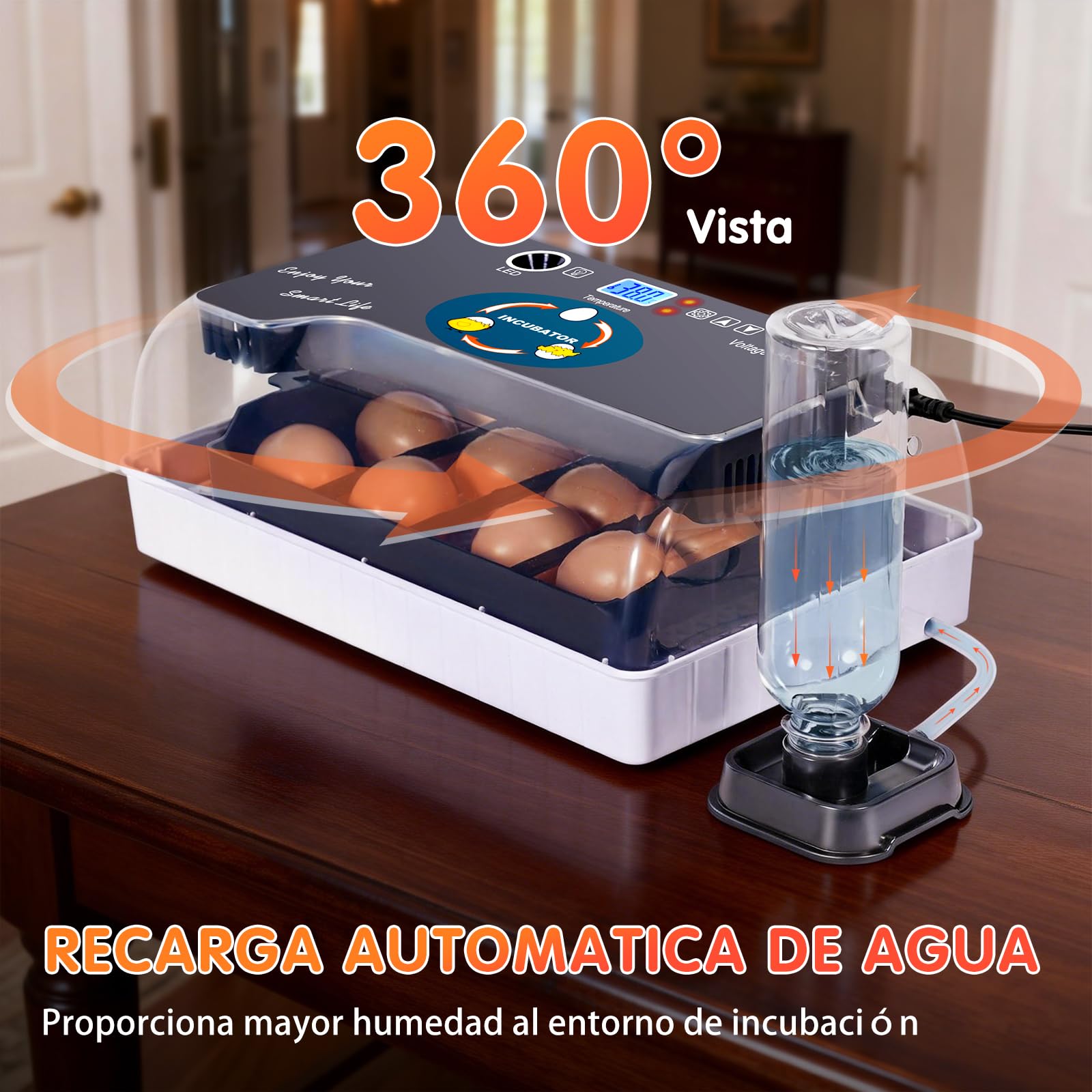 Incubadoras de Huevos Automaticas,Incubadora con Control de Humedad, Incubadora de Laboratorio con Pantalla Digital e IluminacióN LED Para Pollos, Patos, Gansos y Codornices(EU)
