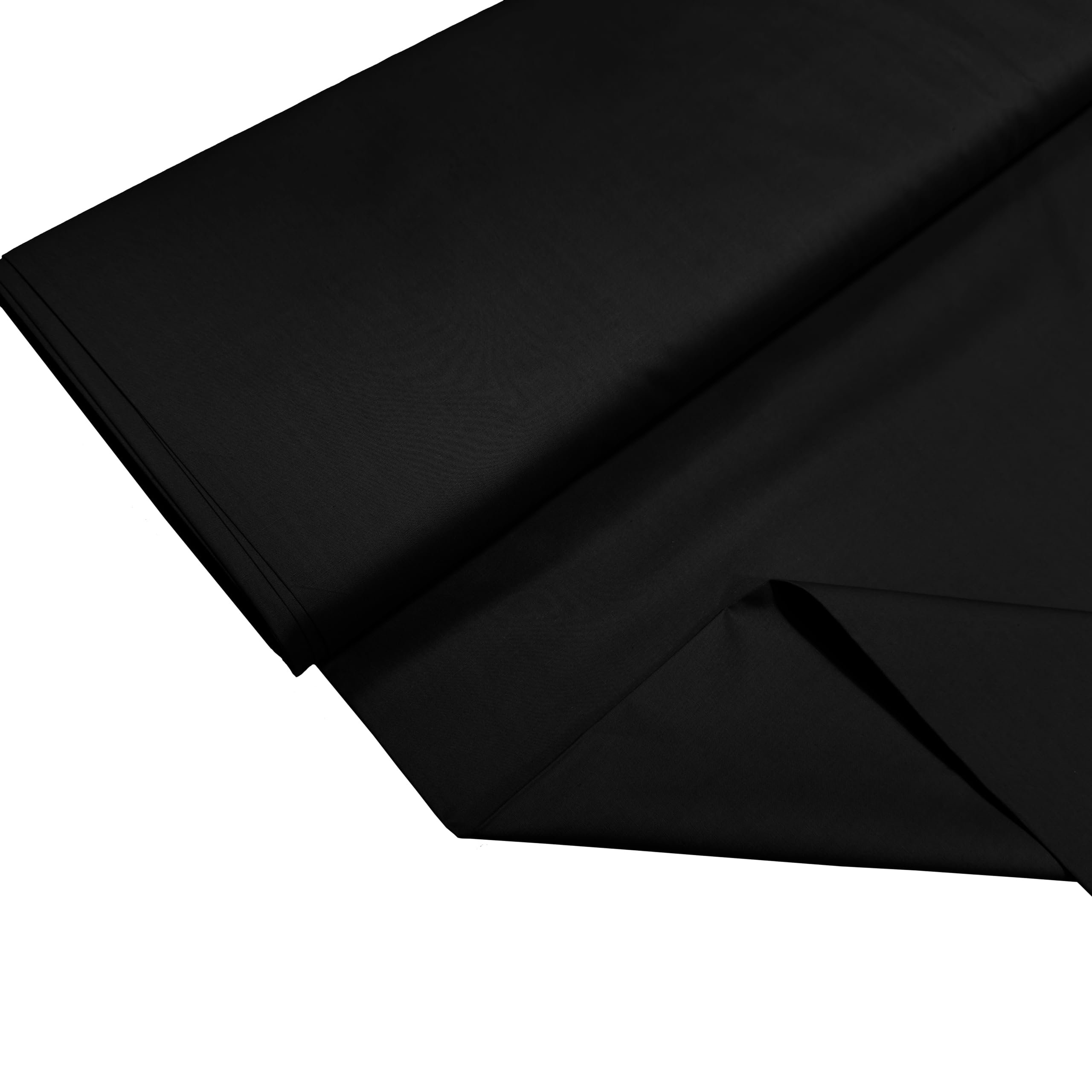 100% Cotton Percale Fabric – 200 Thread Count, 120 GSM, Breathable & Durable Material for Bedding, Quilting & Sewing - 50cm x 55cm (Black)